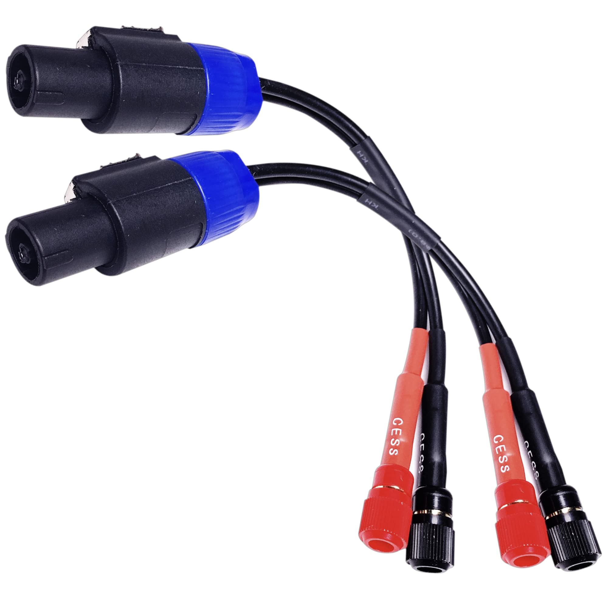 Cess 089 Speakon Plug To Female Banana Jack Speaker Cable, Accept Banana Plug, Spade Fork And Bare Wire, 2 Pack