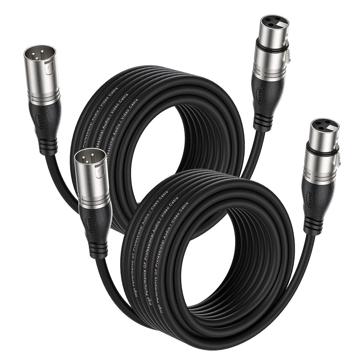 Ebxya Xlr Cable 25 Ft 2 Packs   Premium Microphone Cable Patch Speaker Cable 3 Pin Xlr Male To Female, Black