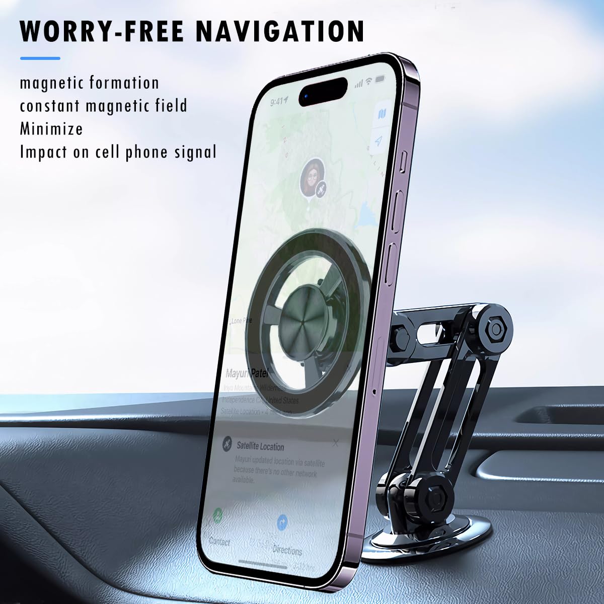 Jemey Universal 360 Pro - 2025 New Magnetic Suction Car Phone Holder, Hands Free Automobile Mounts Cell Phone Holder With Metal