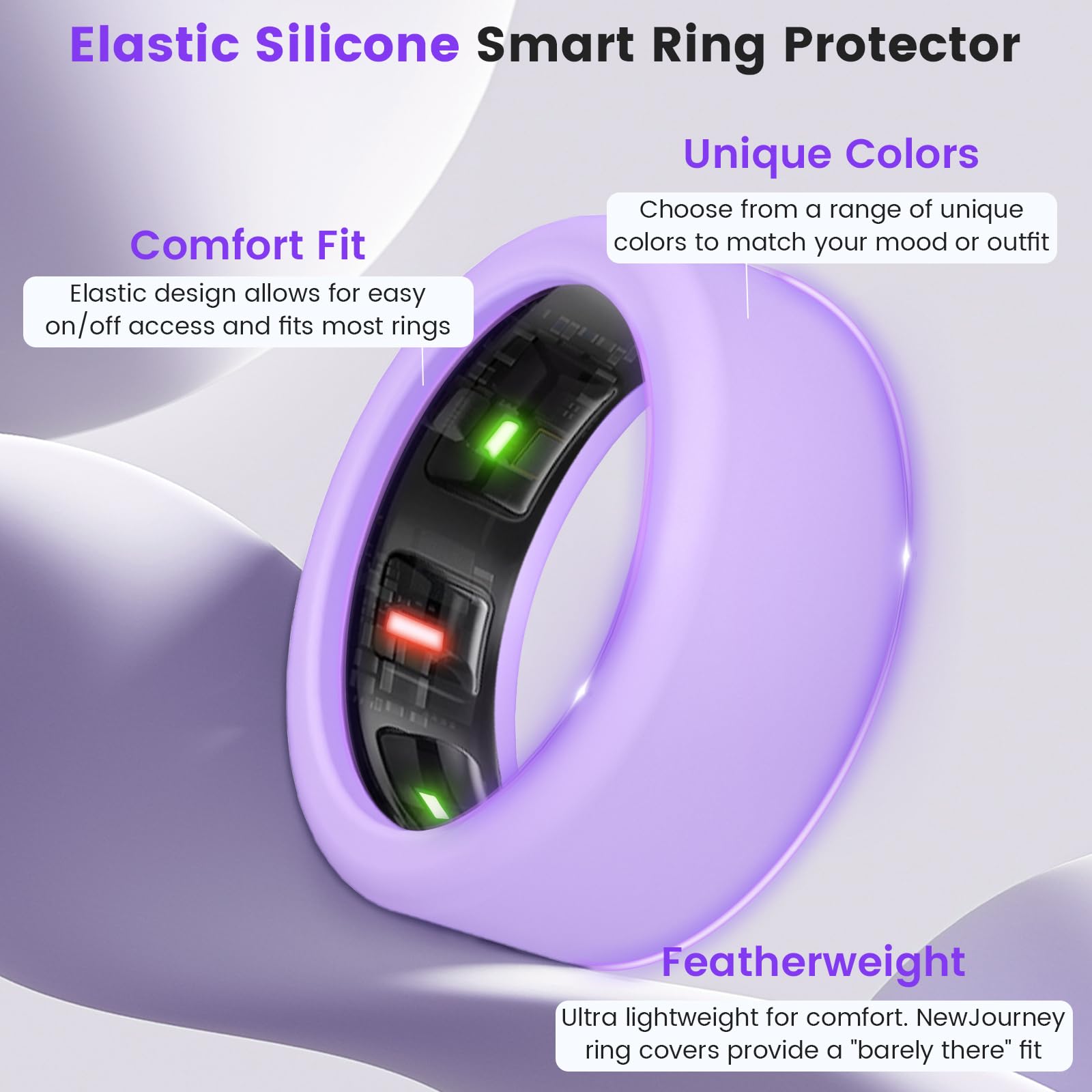 8 Pack Protector Compatible With Ringconn Gen 2/ 2 Air/ 1, Oura Ring Gen 4/3 | Anti Scratch Elastic Silicone Cover For Working O