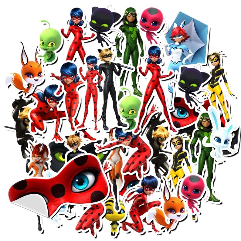 20 Pcs Miraculous Ladybug Stickers, Cartoon Vinyl Decals For Case, Phone, Laptop, Computer, Water Bottles, Luggage, Gift Bag, Pa