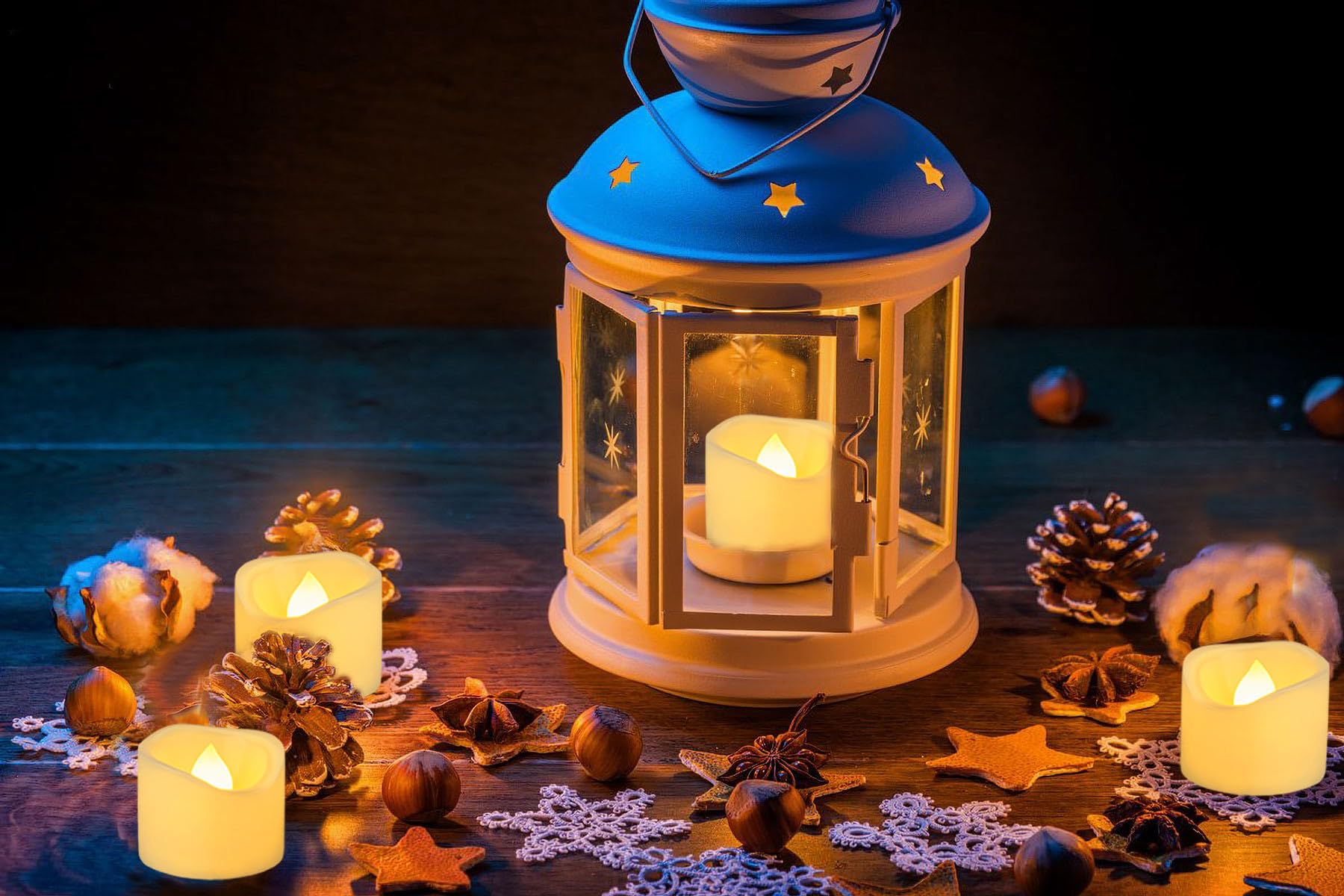 Candle Idea 12 Pcs Flameless Timer Tea Lights Candles, 6 Hours On And 18 Hours Off Per Cycle, Battery Operated Flickering Led Te