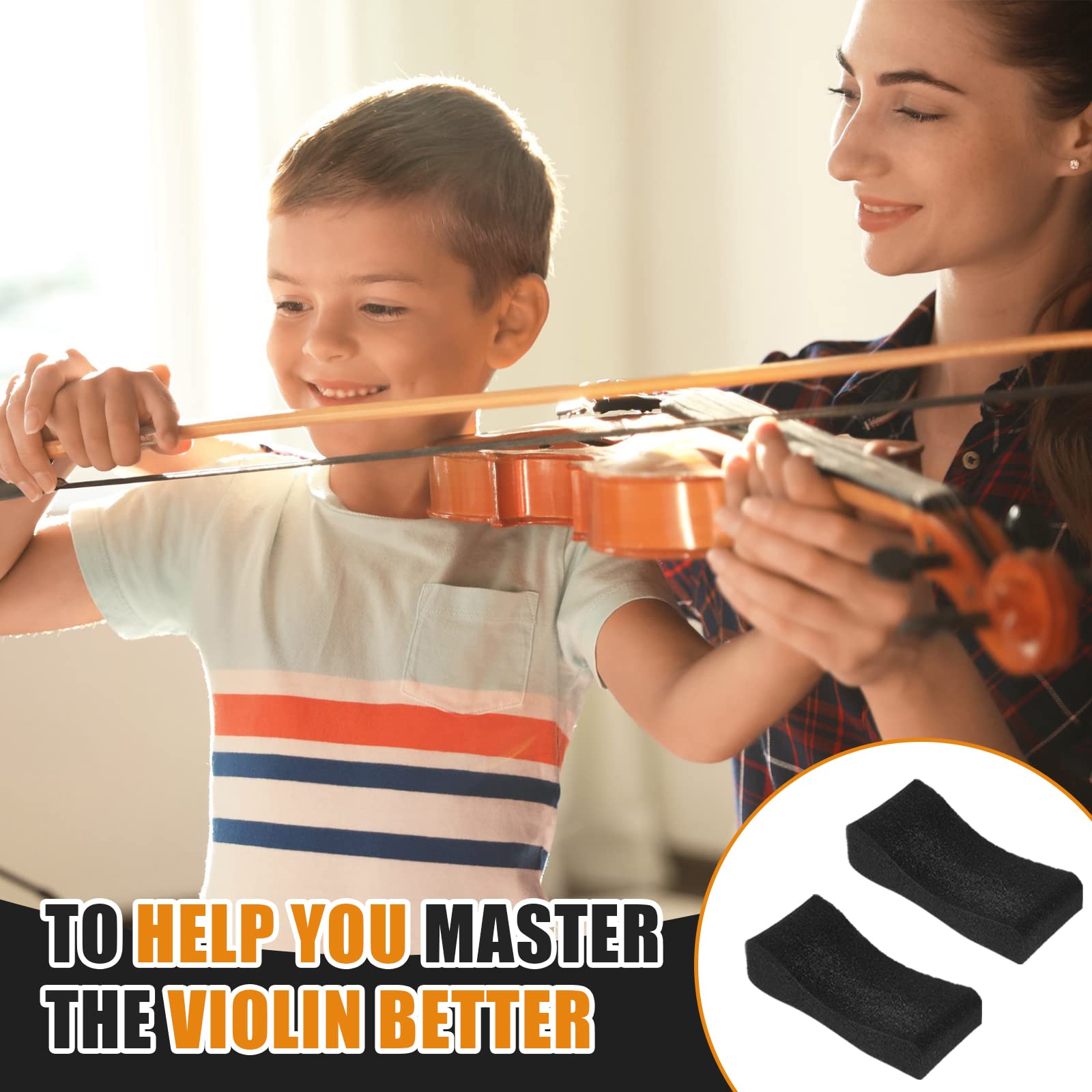 2 Pcs Kids Violin Shoulder Pads Soft Foam Violin Shoulder Rest Violin Sponge Violin Shoulder Pillow With Yellow Rubber Bands For