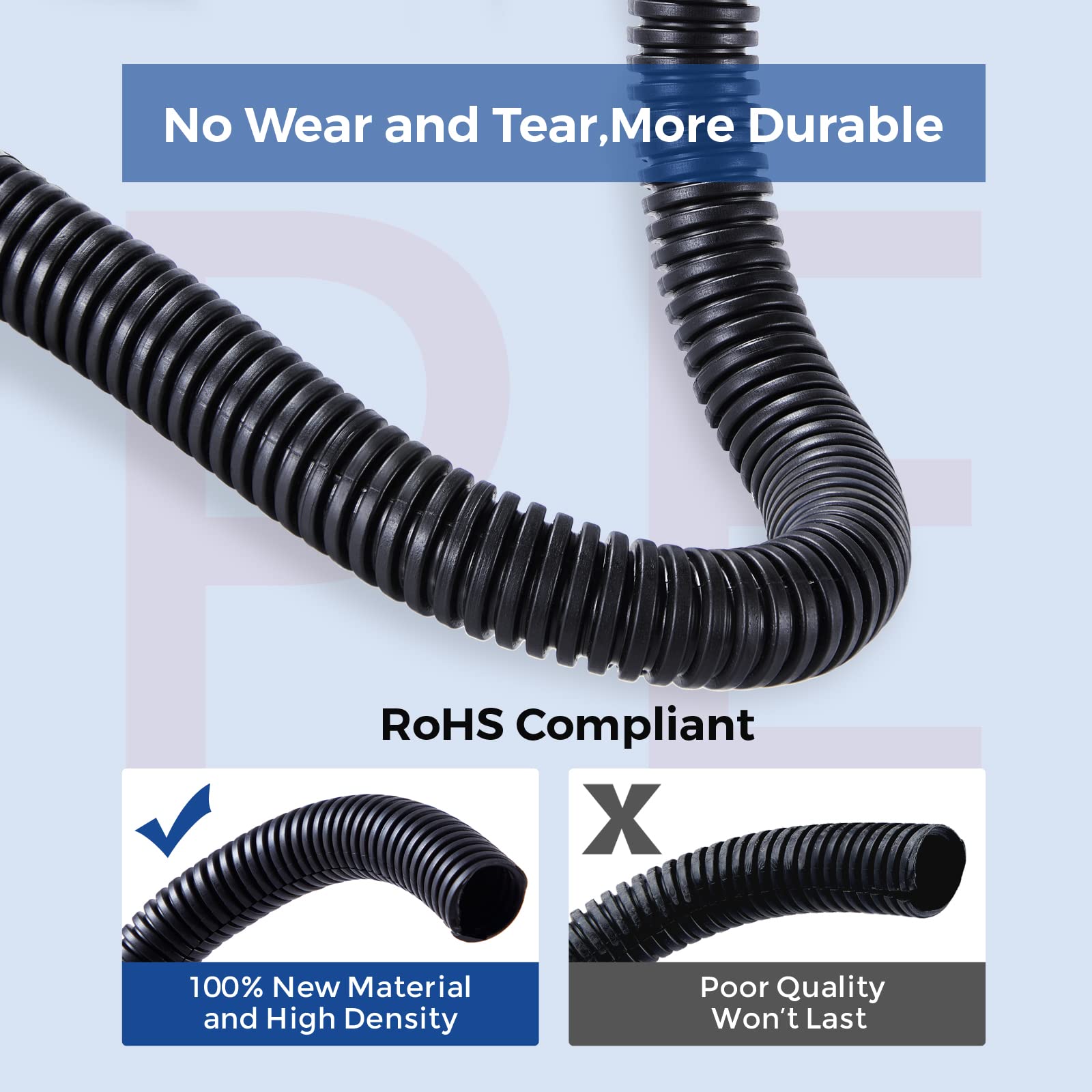YCLYC Split Wire Loom Cord Protector Flexible Automotive PE Black 3/8 inch 33ft