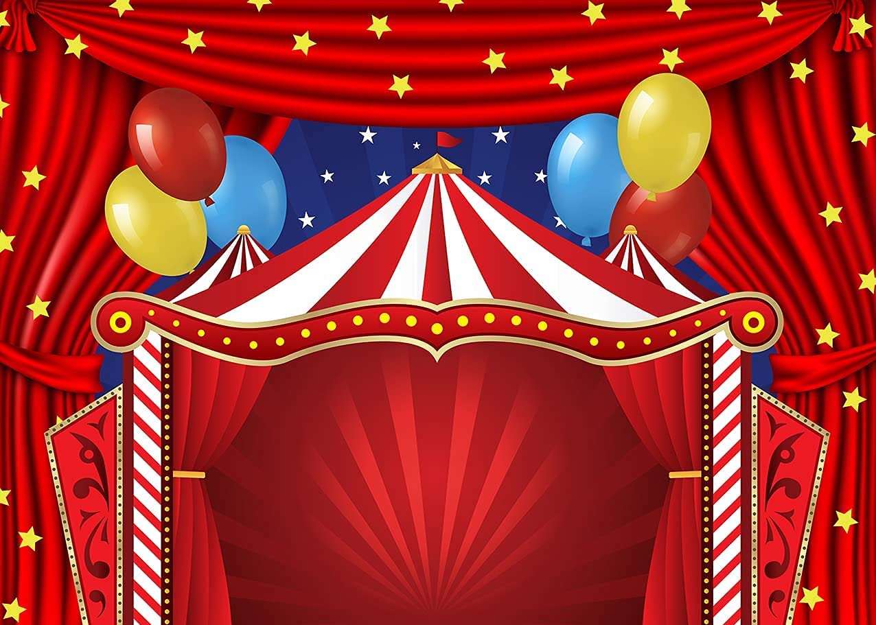 Red Circus Carnival Backdrop Curtain Stars Birthday Party Photography Background Newborn Baby Shower Birthday Cake Table Decorat