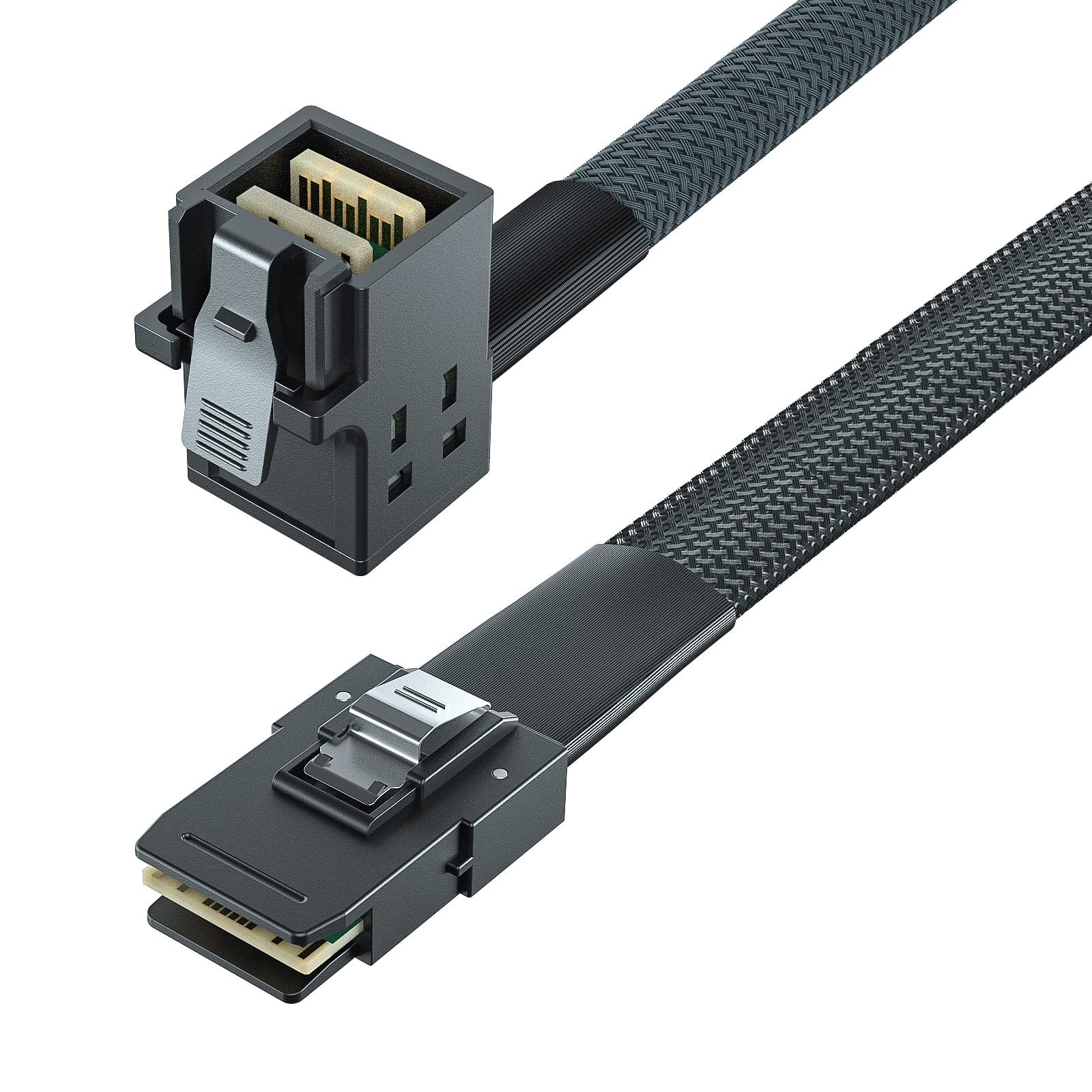 10Gtek# Internal Mini Sas Hd Sff 8643 To Mini Sas Sff 8087 Cable, Right Angle To Straight, 100 Ohms, 0.5 M(1.6Ft)