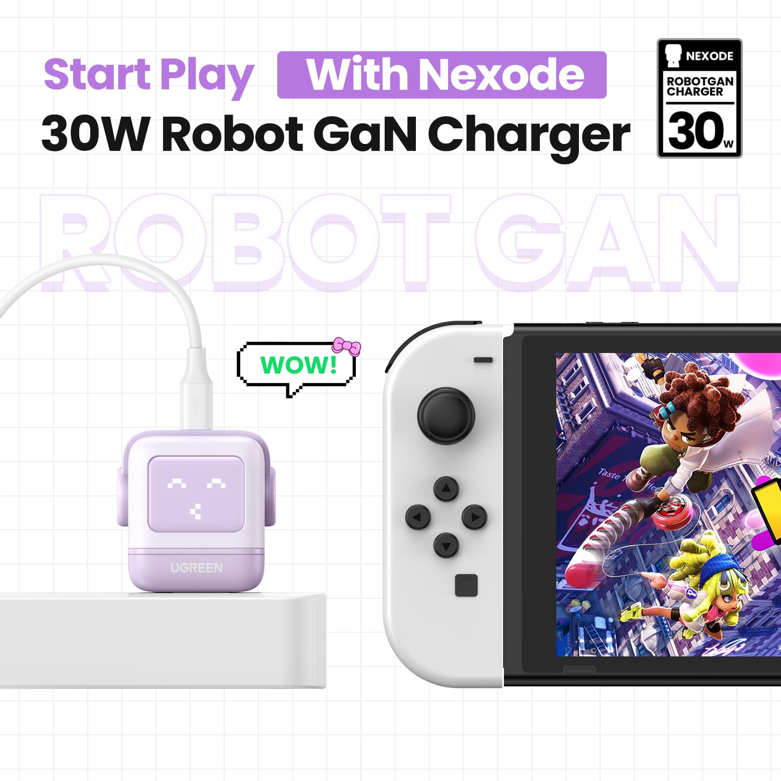 Ugreen Rg 30W Usb C Charger, Nexode Robot Gan Fast Charger Block, Compact Wall Charger Power Adapter For Iphone 15 Pro Max/14/13