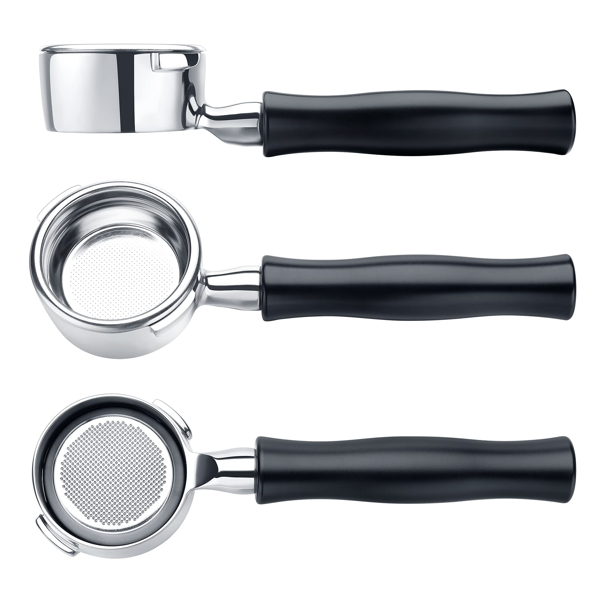 Normcore Bottomless Portafilter For Gaggia 58Mm With Stainless Steel Head And Filter Basket And Ergonomically Designed Anodized