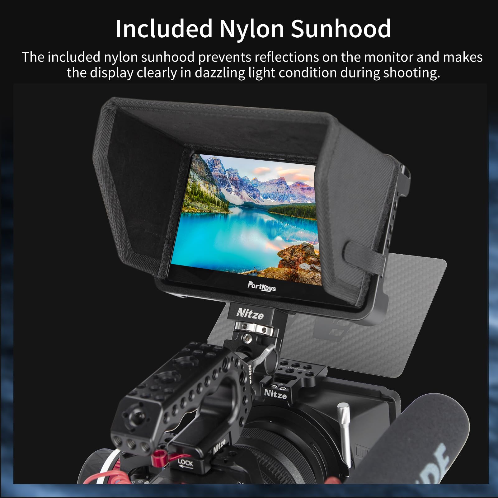 Nitze Cage For Portkeys Lh5P / Lh5P Ii 5.5'' Monitor With Sunhood And Hdmi Cable Clamp   Jt I01B