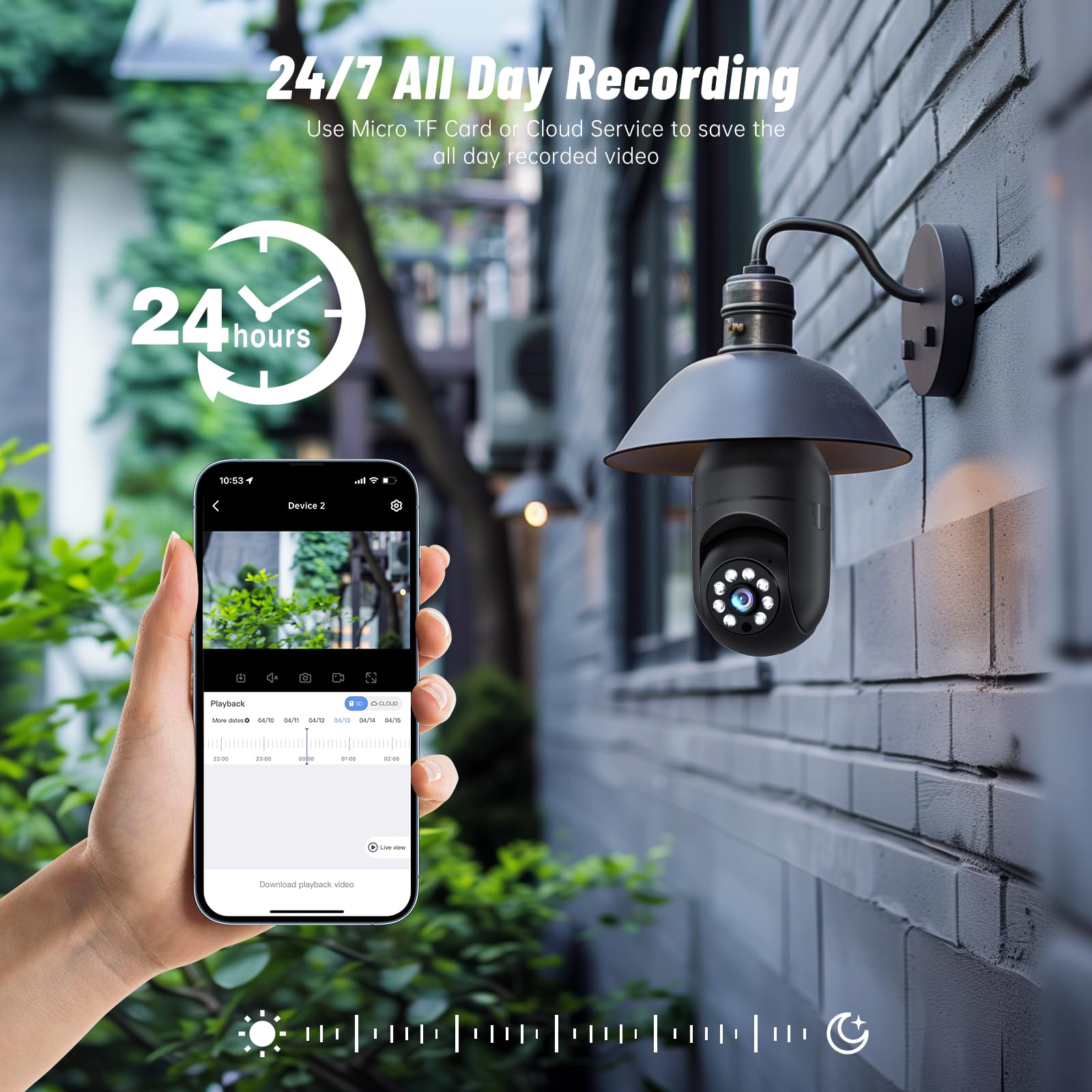 Light Bulb Security Camera 5G Wifi 2K Light Socket Security Cameras Wireless Outdoor Eseecloud, 360 Screw In Sight Bulb Motion D