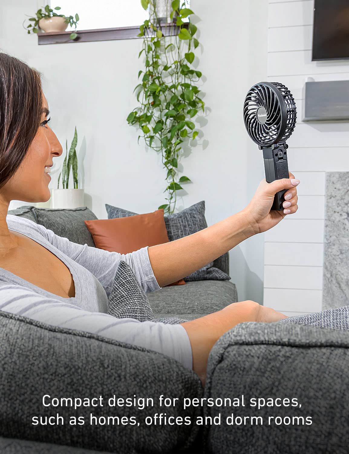 Holmes 4 Portable, Handheld, Personal Or Desk Fan, 3 Speeds, Rechargeable Battery, Usb-C Charging Cable, 180 Adjustable Head, Li