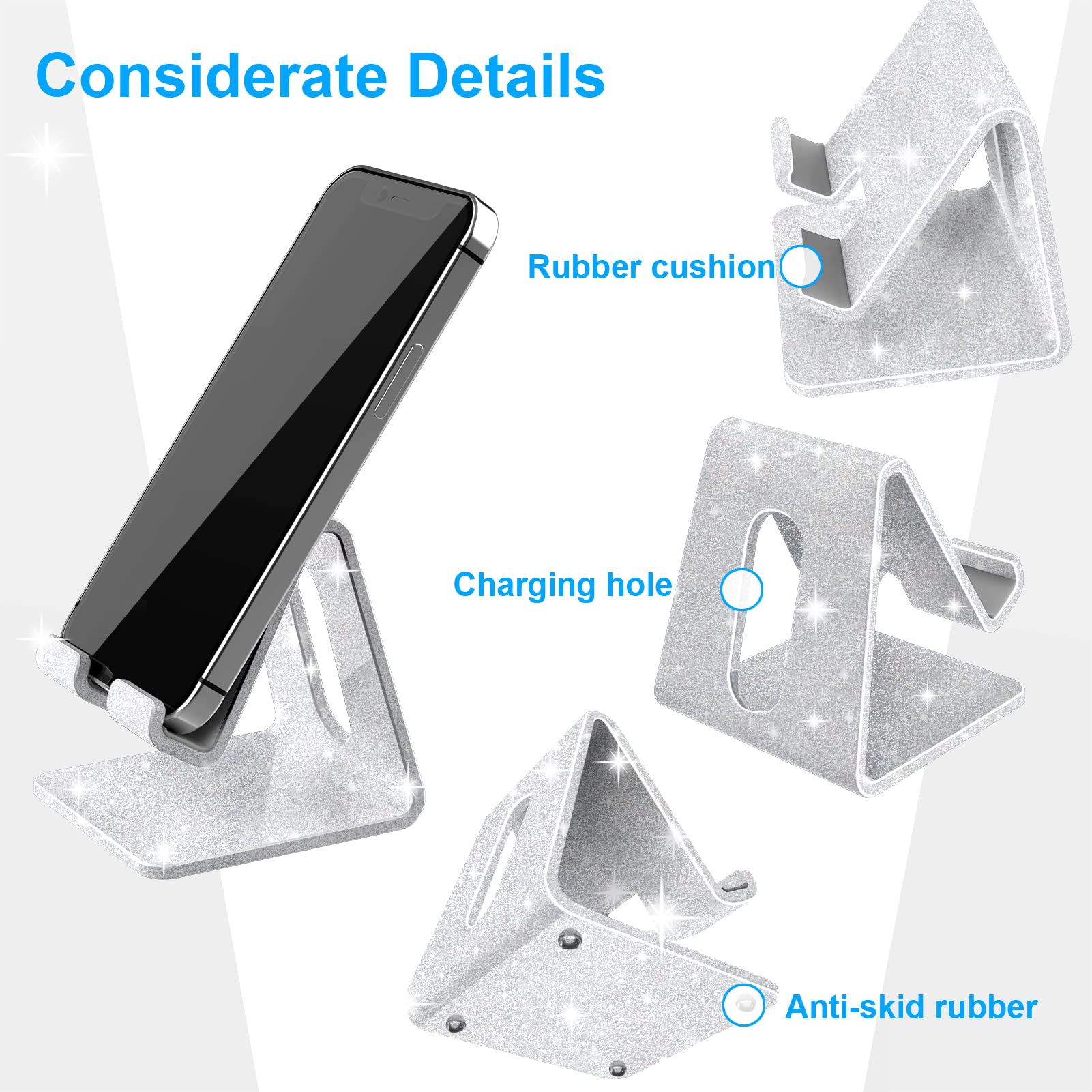 Crpich Acrylic Cell Phone Stand, Portable Phone Holder, Phone Stand For Desk, Compatible With Phone15 14 13 12 Pro Max Mini 11 X