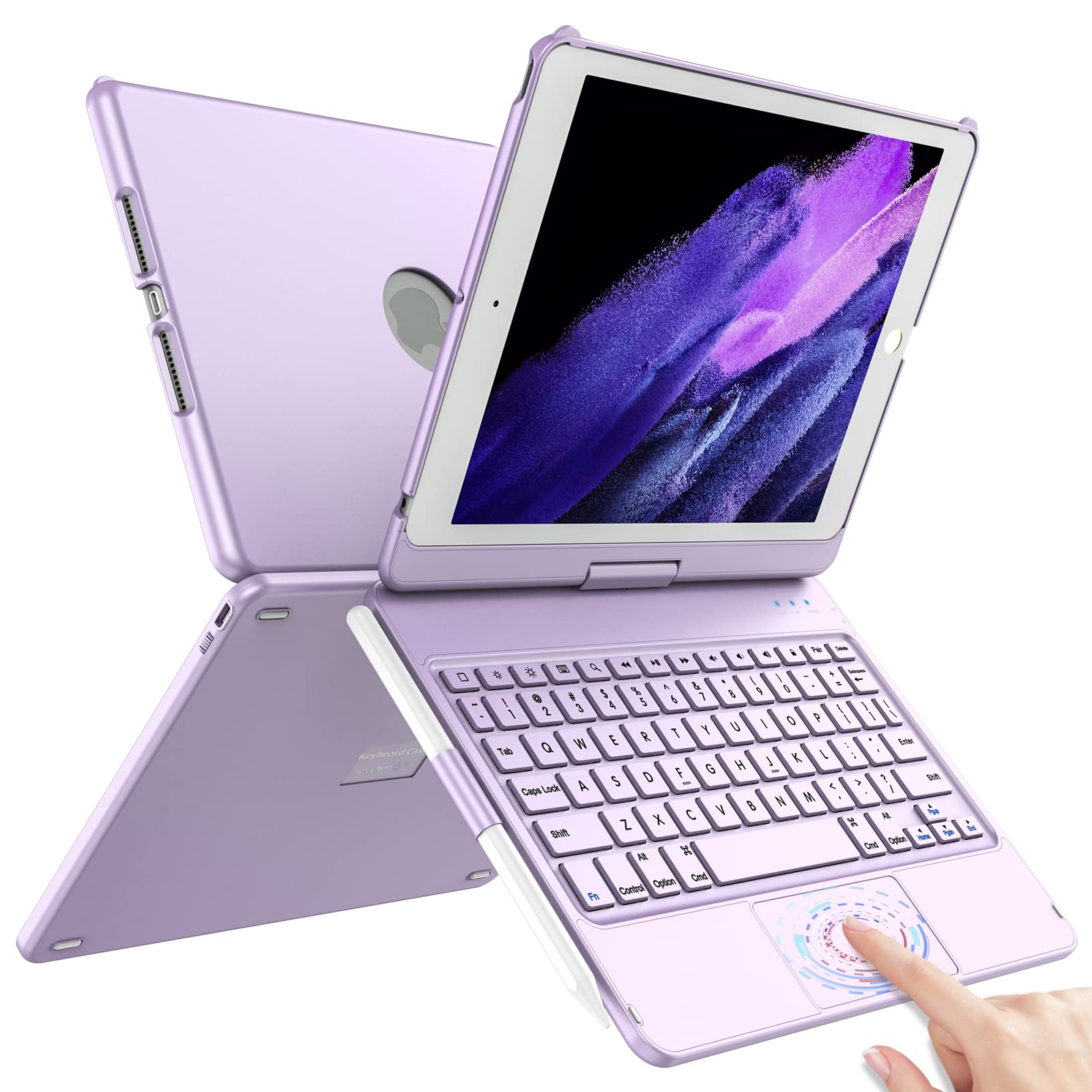 Touchpad Keyboard Case for iPad 10.2 9th/8th/7th Gen, Keyboard Case for iPad 9th Generation/8th/7th Gen-360 Rotatable Protective