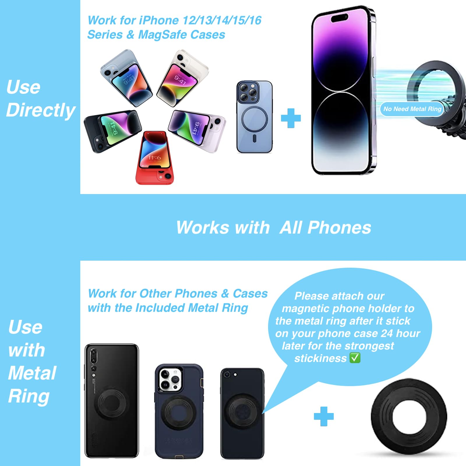 Armolabx Magnetic Tripod Mount Holder Adapter For Magsafe [Upgraded Metal], Iphone Tripod Mount Adapter With 1/4    Screw Hole,