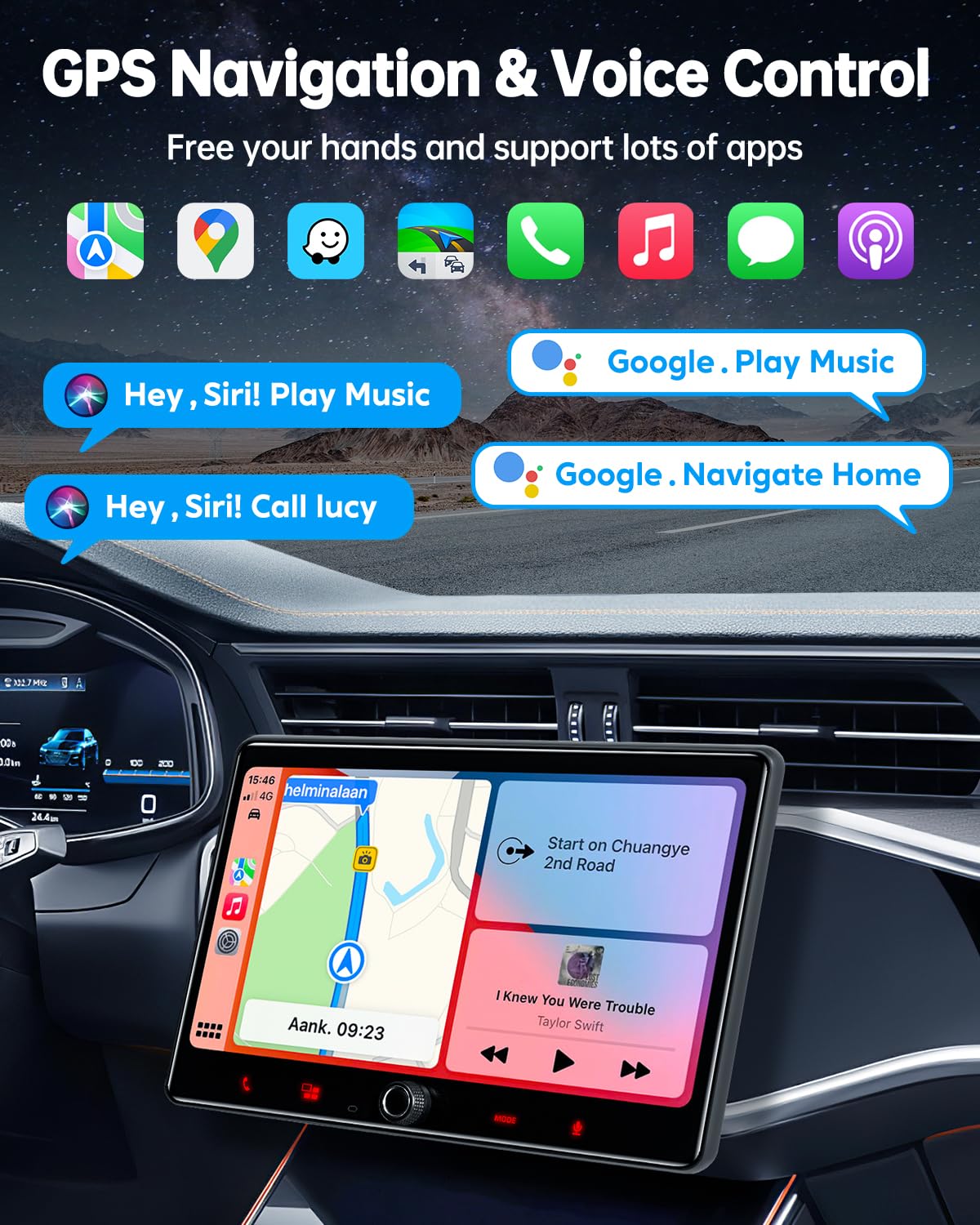 Plz Single Din Car Stereo Wireless Apple Carplay Android Auto Radio, 10.1'' Car Play Touch Screen, Bluetooth 5.3 Car Audio Recei