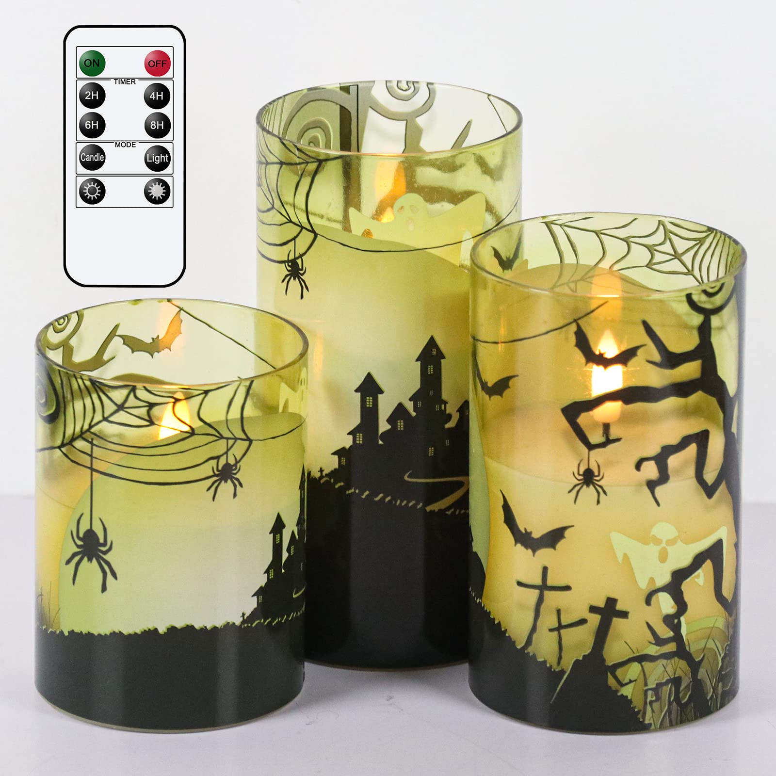 Dromance Spider Glass Flameless Candles With Remote And Timer, Battery Operated Realistic 3D Wick Flickering Real Wax Led Candle