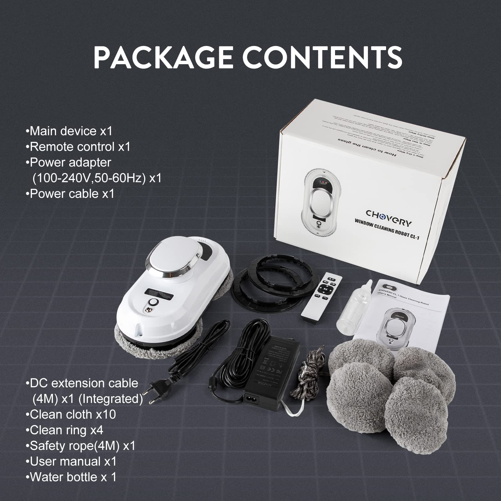 Chovery Window Cleaner Robot,Smart Glass Cleaning Robotic With 5600Pa Strong Suction,Remote Control Window Cleaning Robot For Wi