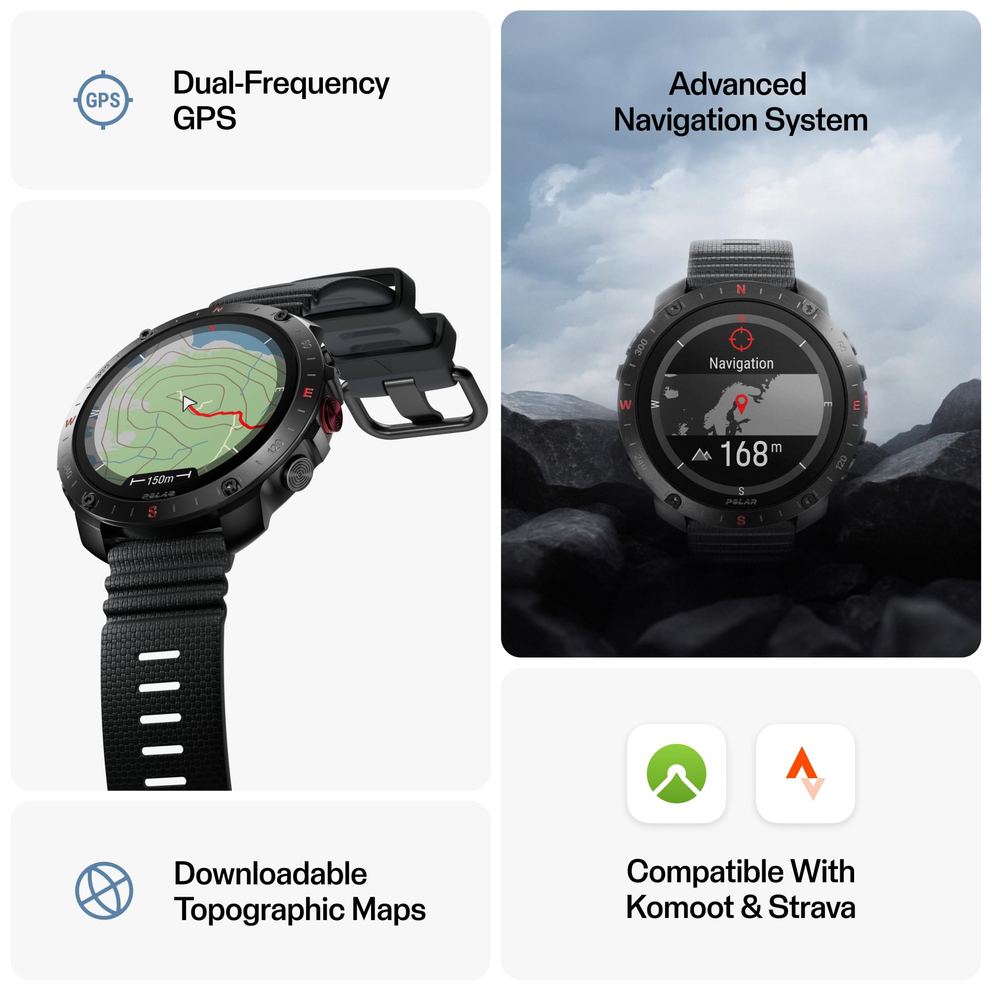 Polar Grit X2 Pro Premium Gps Smart Sports Watch - Ultimate Outdoor Adventure Watch With Rugged Design, Advanced Navigation, Spo
