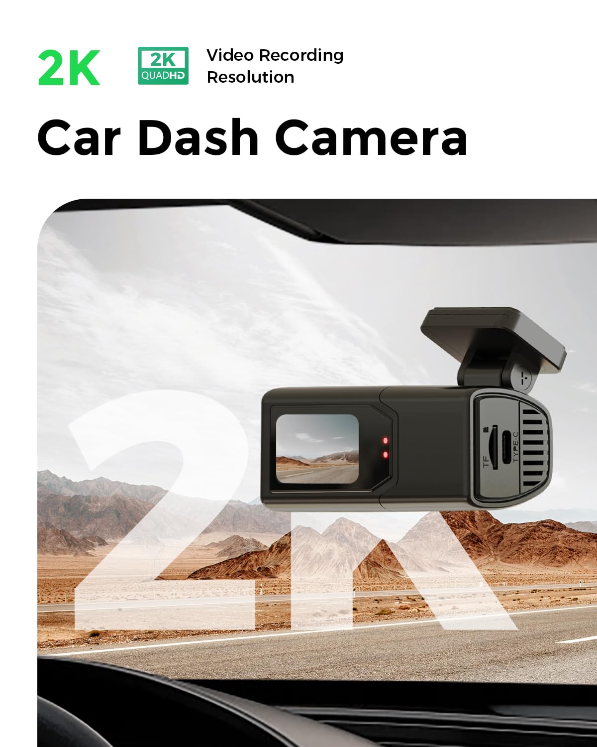 Dash Cam 2K 1440P Wifi Car Camera With 1.47 Inch Ips Screen,2K Front Dash Camera For Cars, Mini Dashcams For Cars With Night Vis