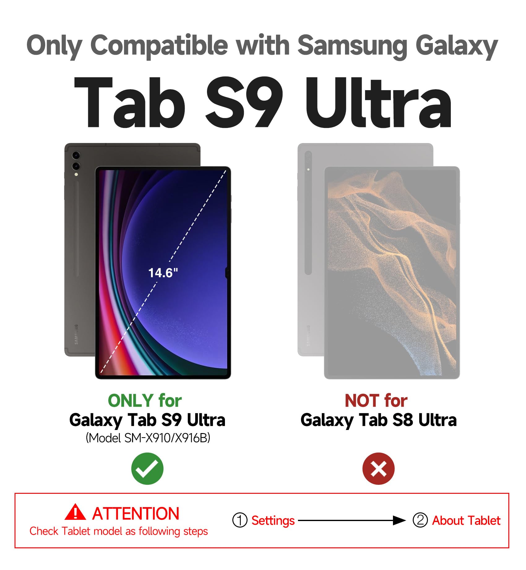 Dexnor Keyboard Case For Samsung Galaxy Tab S9 Ultra Keyboard 14.6 Inch Magnetic Detachable Book Cover Style Keyboard Multi Touc