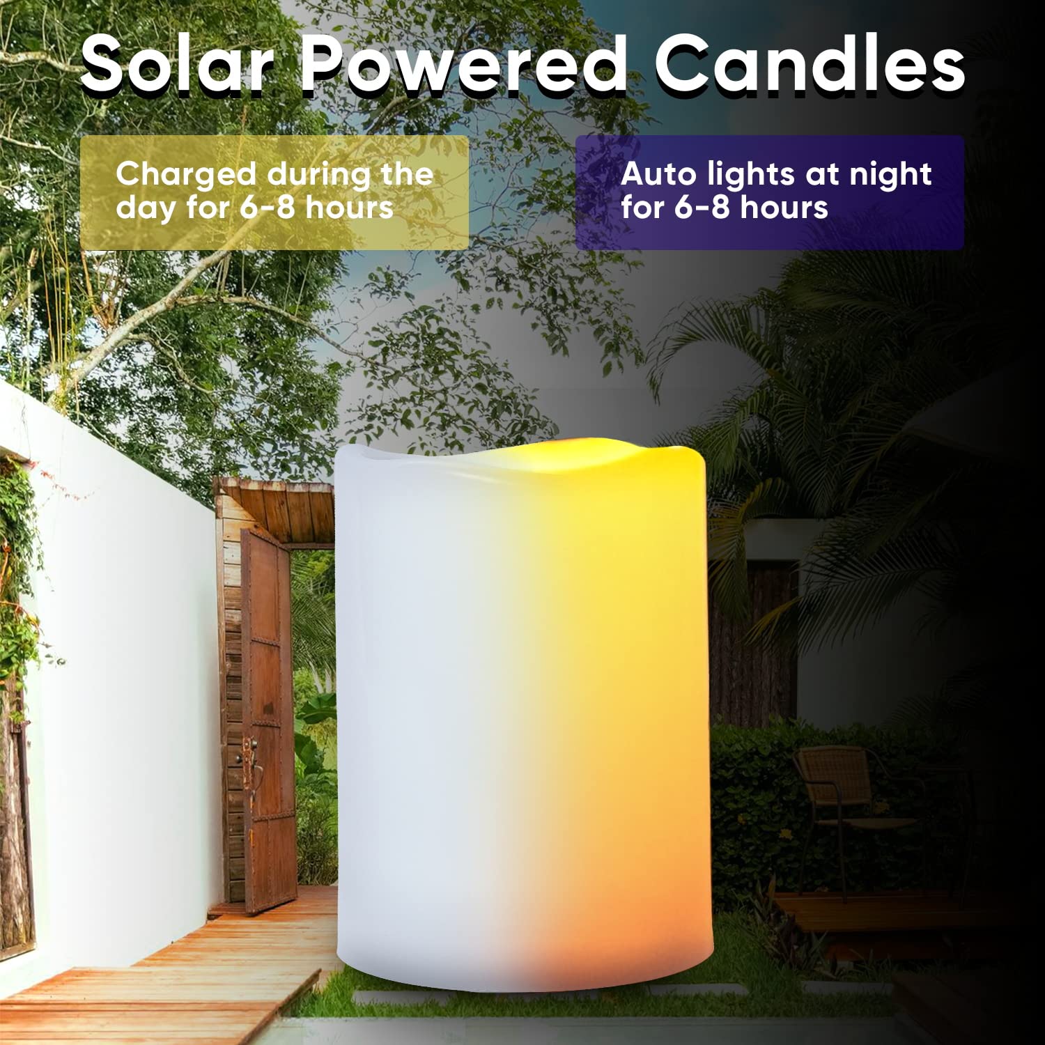 Homemory 4''X6'' Large Solar Candles Outdoor Waterproof, Dusk To Dawn, Solar Powered Flameless Candles For Outdoor, Lanterns, Se