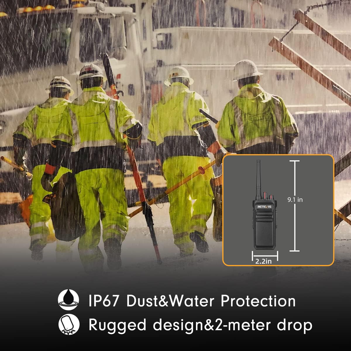 Retevis Rb23 Waterproof Walkie Talkies,5W Long Range Radio With Earpiece And Mic Set(Ip66),1800Mah,High Power 2 Way Radios, Dura