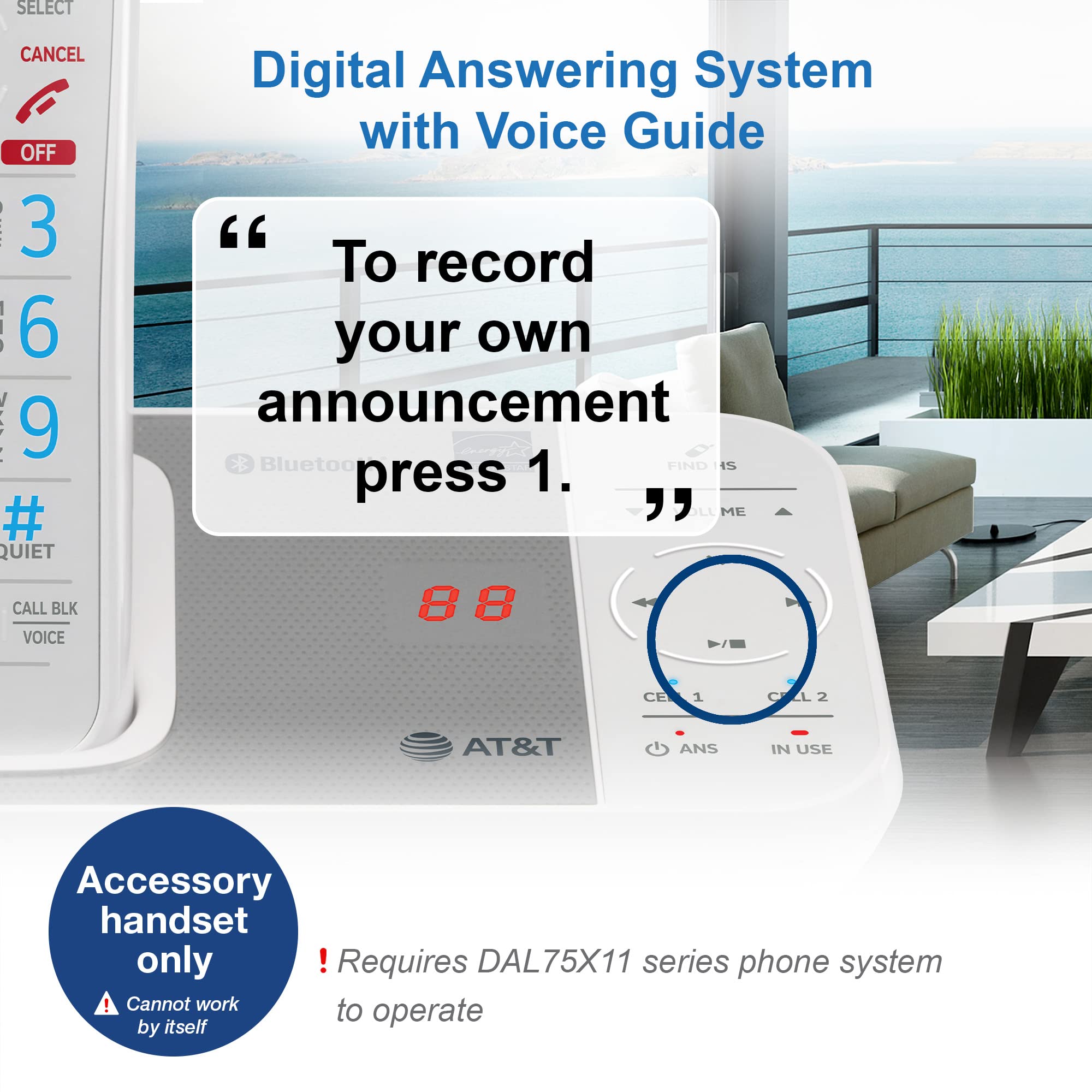 At&T Dal75011 Accessory Handset For Gl2113 X Or Dal75X11 Phone System (White)