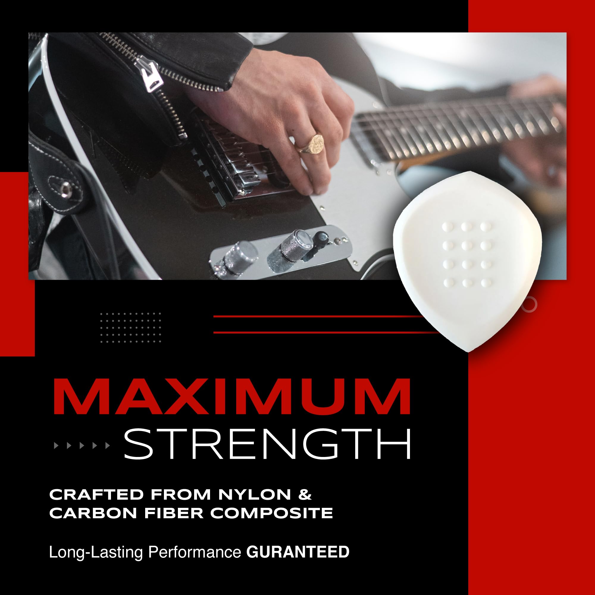 Acoustik Attak Stealth Structured Guitar Pick   Small Beveled Guitar Picks, Unique Tone (10 Pack, White)