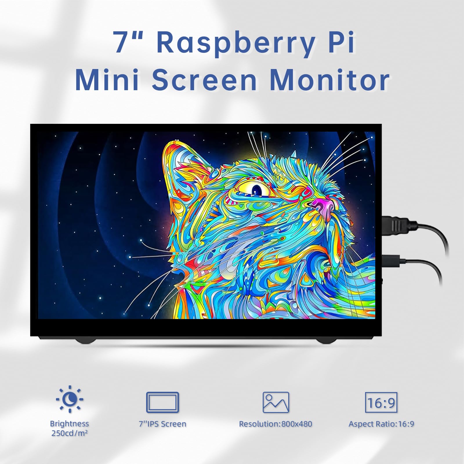 Hamtysan Raspberry Pi Mini Screen Monitor, 7 Inch Screen 800X480 Hdmi Small Monitor Ips Lcd Screen Display For Raspberry Pi 400/