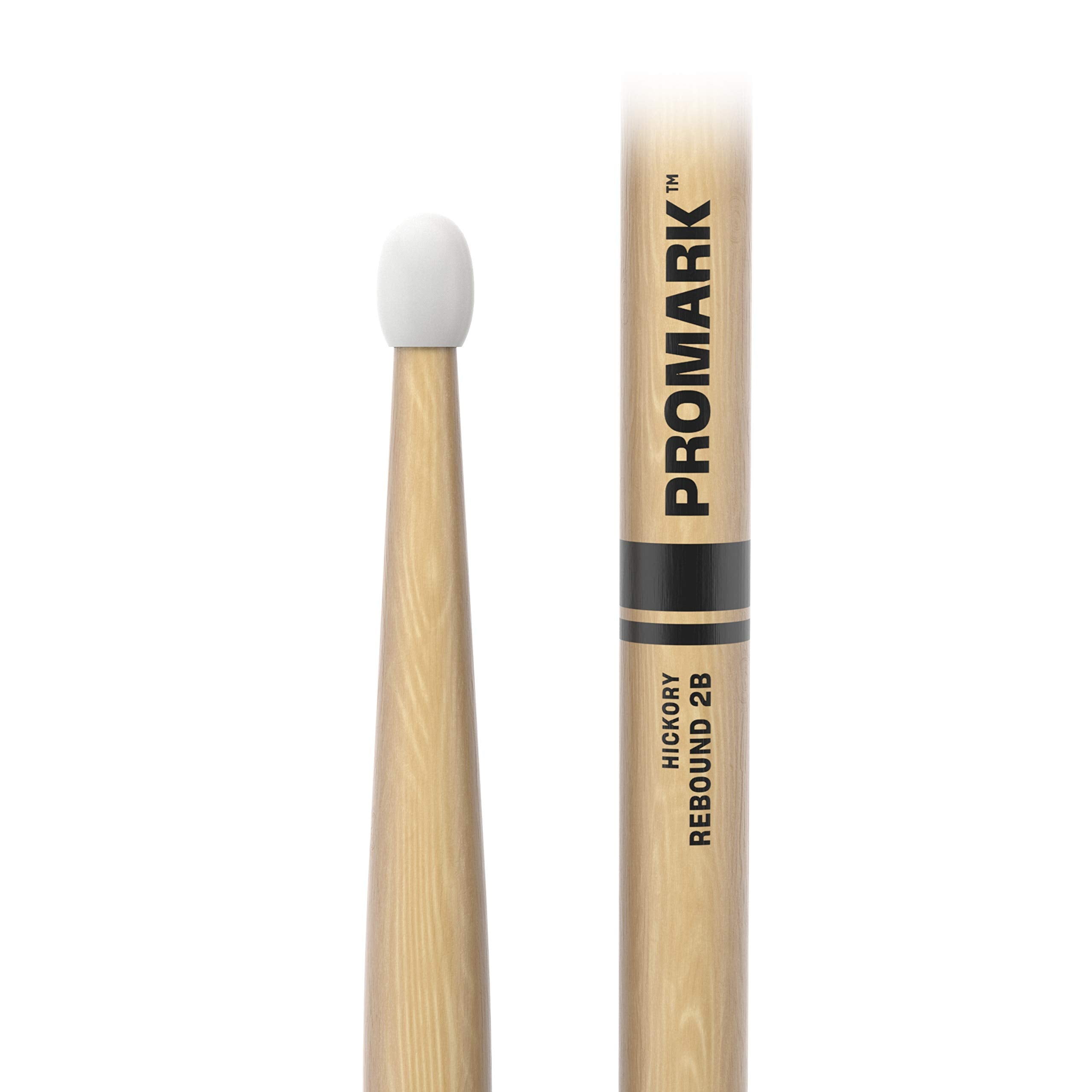 Promark Rebound 2B Hickory Drumsticks, Oval Nylon Tip, One Pair