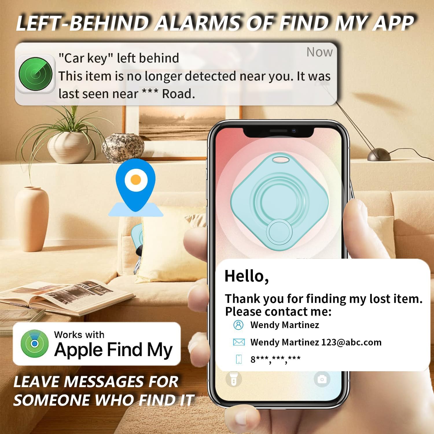Item Finders Key Locator Works With Find My, Luggage Key Wallet Tracker Bluetooth Item Tracker Key Finder Locator With Sound Ite