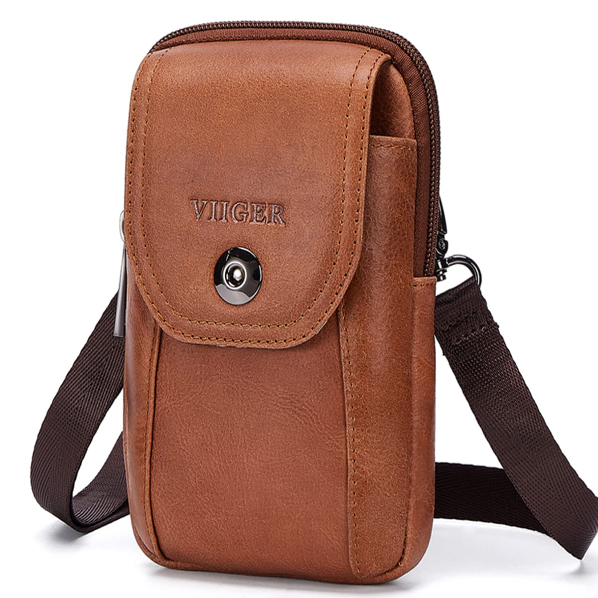 Viiger Genuine Leather Cell Phone Holster Magnetic Cover Belt Clip Pouch Compatible For Iphone 14 Pro Max Case 13 Pro Max S23 Ul