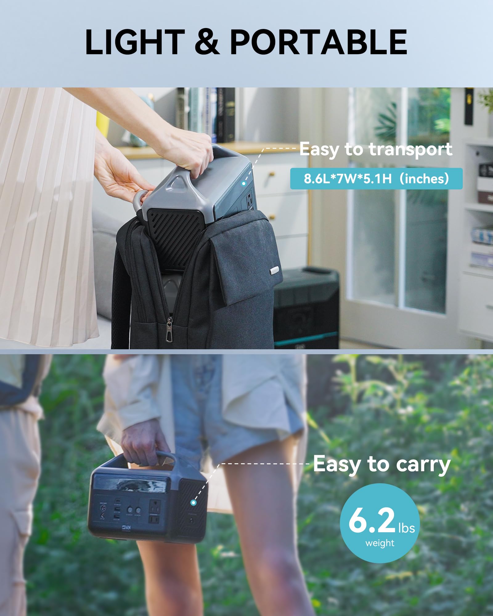 Daranener Portable Power Station 56000Mah, 179.2Wh Lifepo4 Battery Backup W/ 2 300W (Peak 600W) Ac Outlets, 1.5Hrs Fast Charging