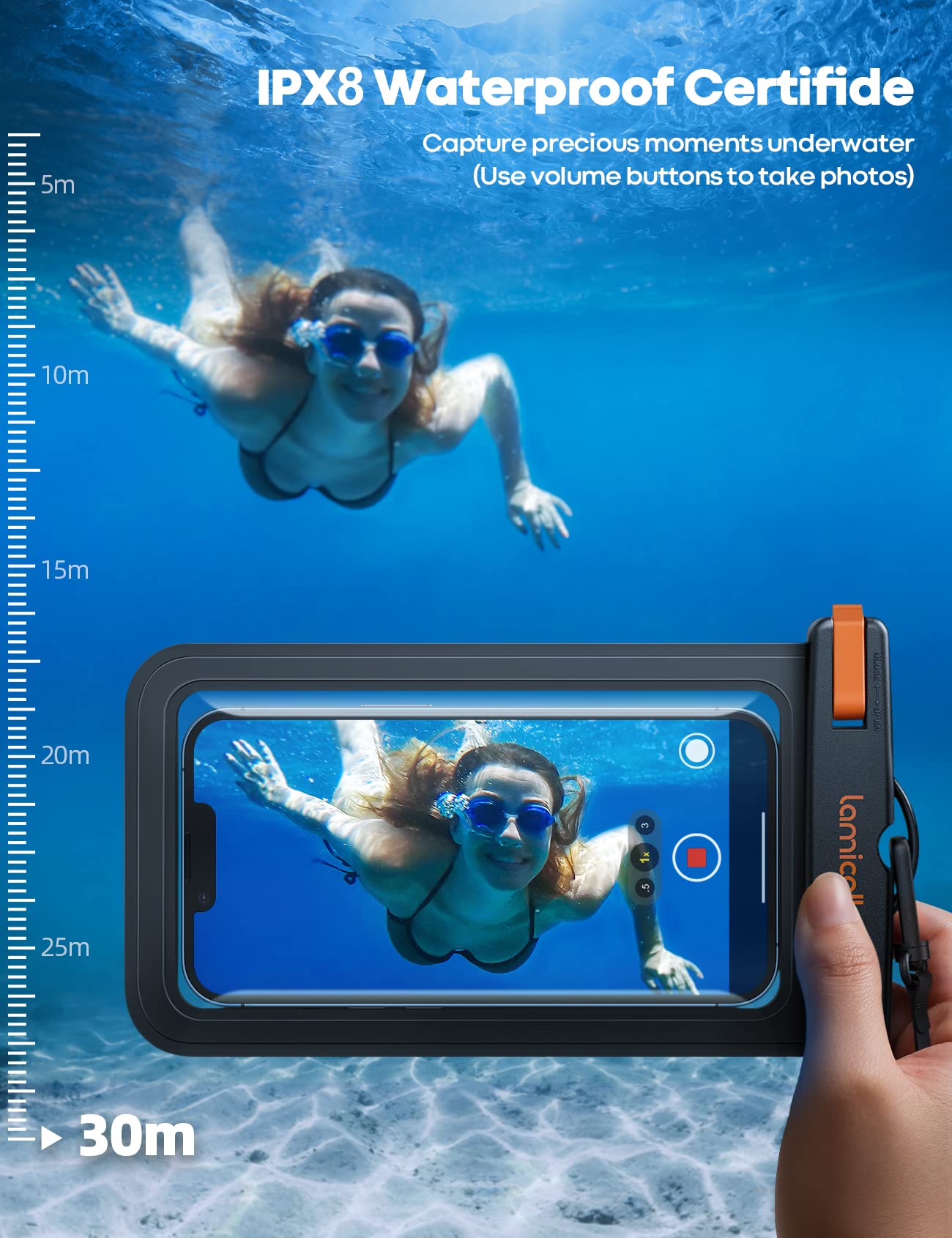 Lamicall [2 Pack] Waterproof Phone Pouch Case [Easy Lock & Heavy Duty] Ipx8 Water Proof Cell Phone Dry Bag For Iphone 16 15 14 1