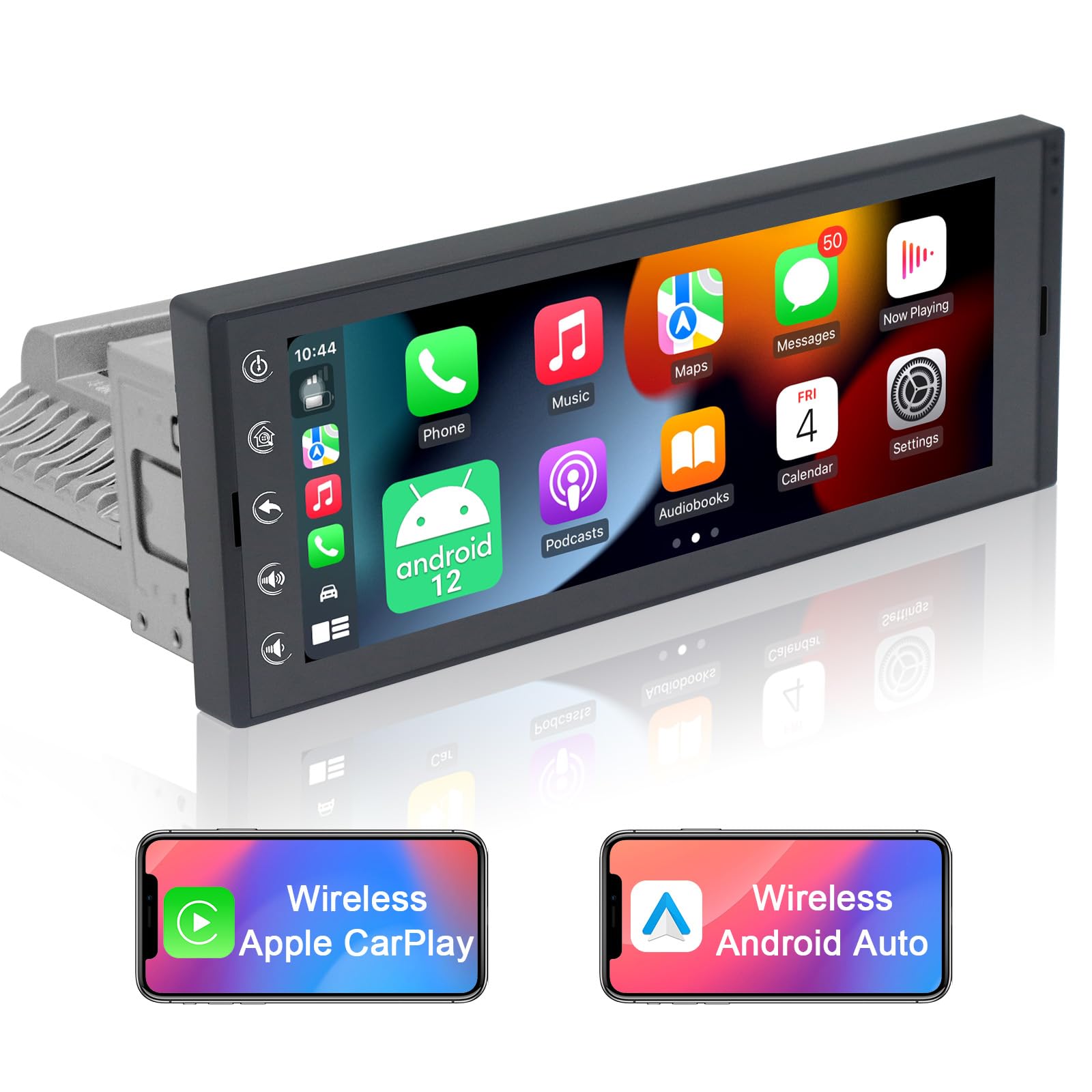 Single Din Touchscreen Car Stereo Radio Wireless Carplay Android Auto, 6.9 Inch Car Stereo Android 2G+32G With Gps Navigation Wi