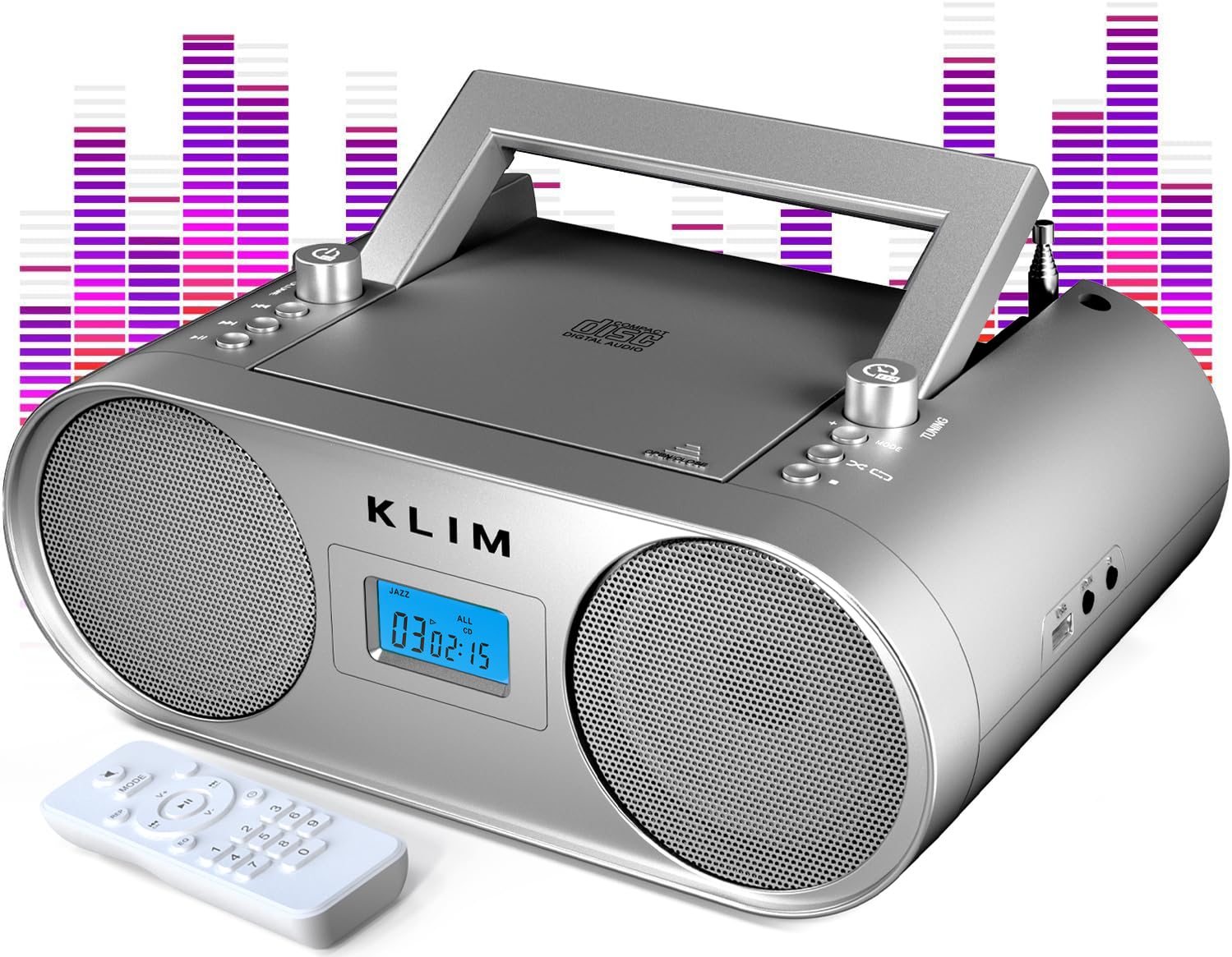 Klim Boombox B4 Cd Player Portable Audio System + Am/Fm Radio With Cd Player, Mp3, Bluetooth, Aux, Usb + Wired & Wireless Mode,