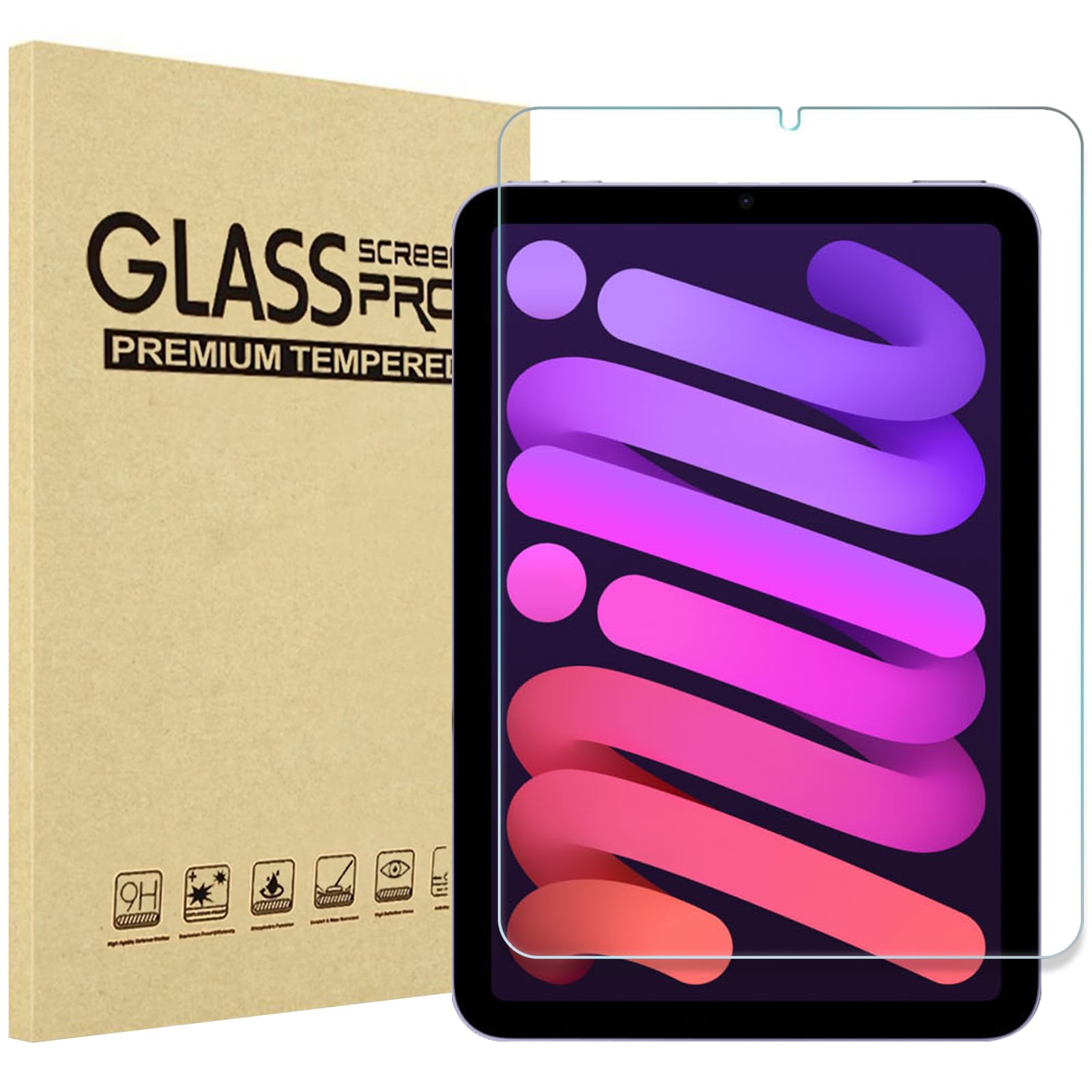 Procase 1 Pack Screen Protector For Ipad Mini 6 8.3'' 2021, Tempered Glass Film Guard For Ipad Mini 6Th A2567 A2568 A2570  Clear