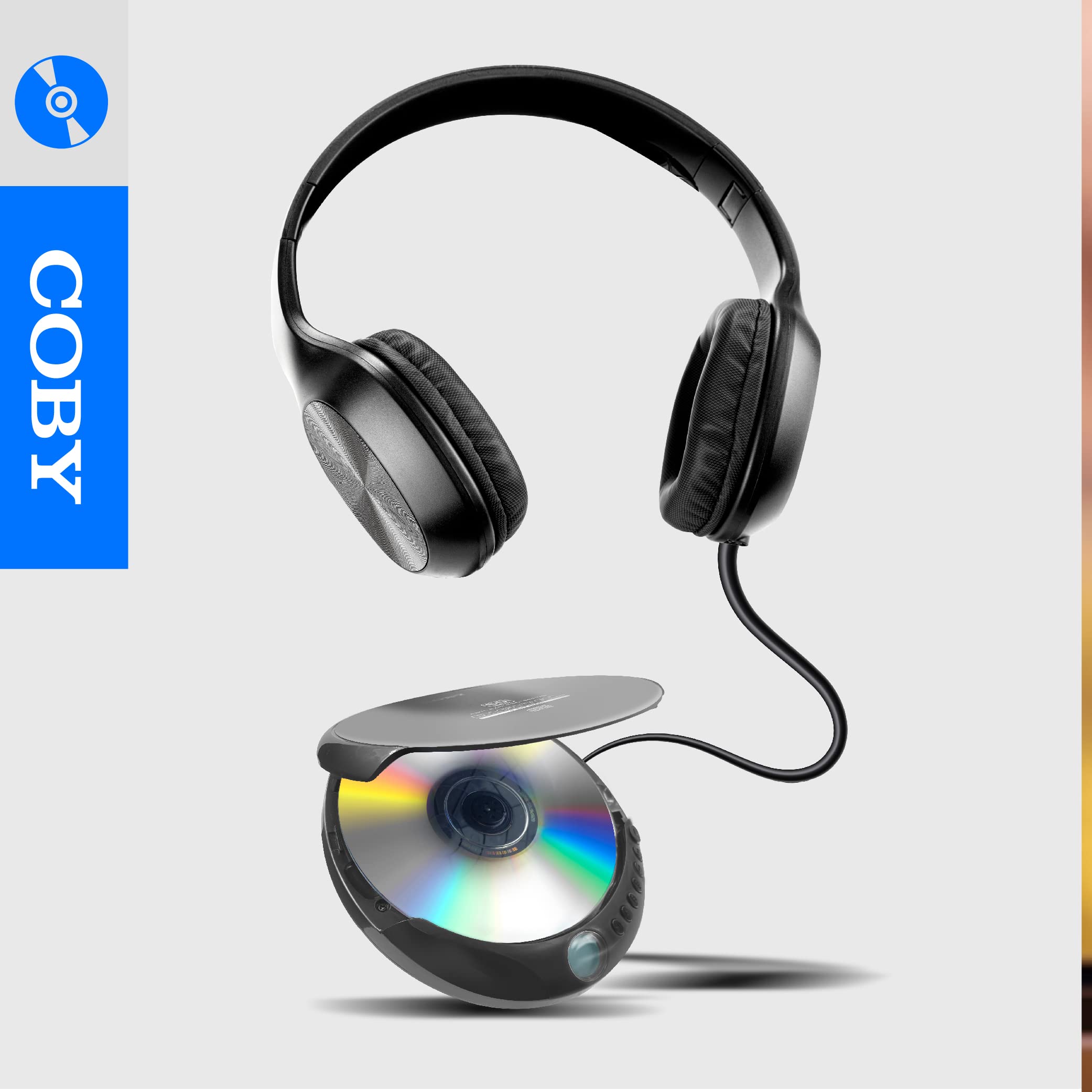 Coby Cd Player Portable Cd Player With Headphones, Foldable, 60-Sec Anti-Skip Discman Compact Disc Player With Headset Bundle Fo
