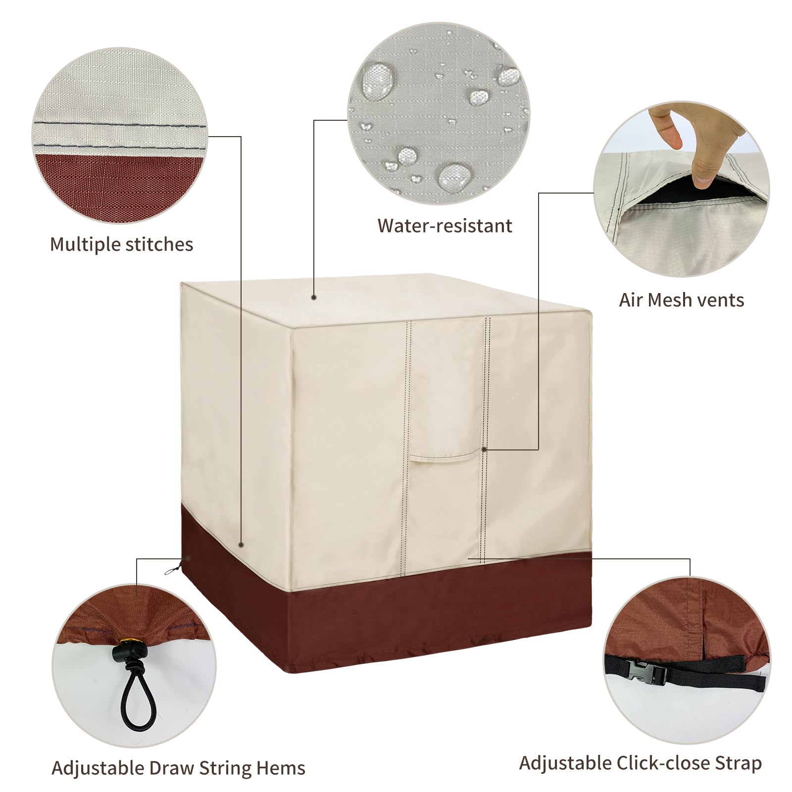 Air Conditioner Cover For Outside Units Sturdy,Ac Cover For Outside Unit,Water Resistant, Sturdy, With Mesh Vents And Elastic He