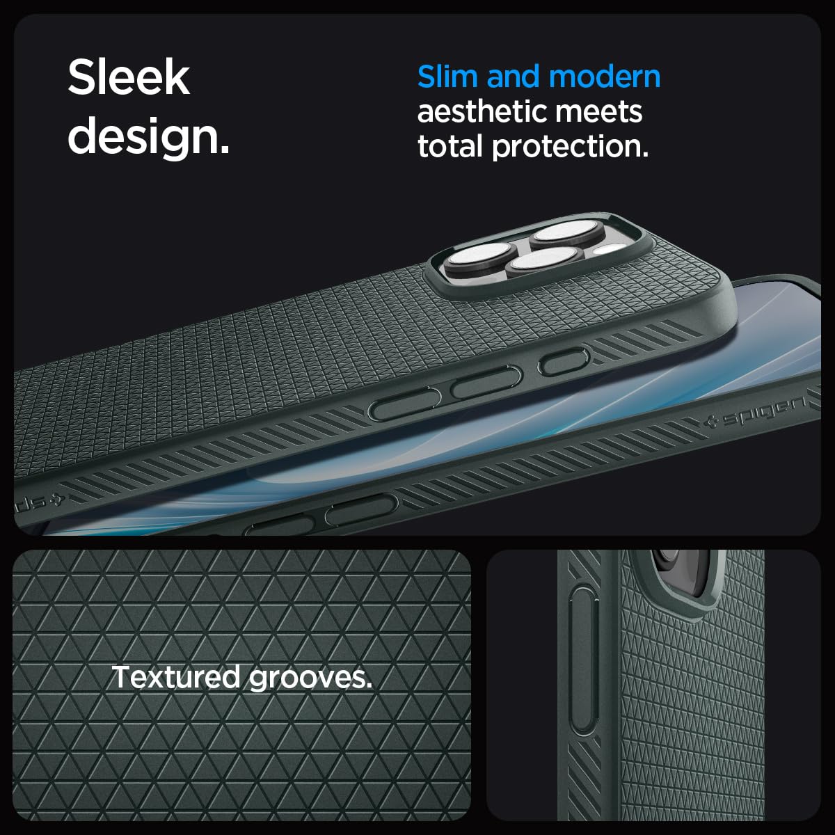 Spigen Liquid Air Designed For Iphone 16 Pro Max Case [Not Compatible With Magsafe], [Military Grade Protection]   Abyss Green