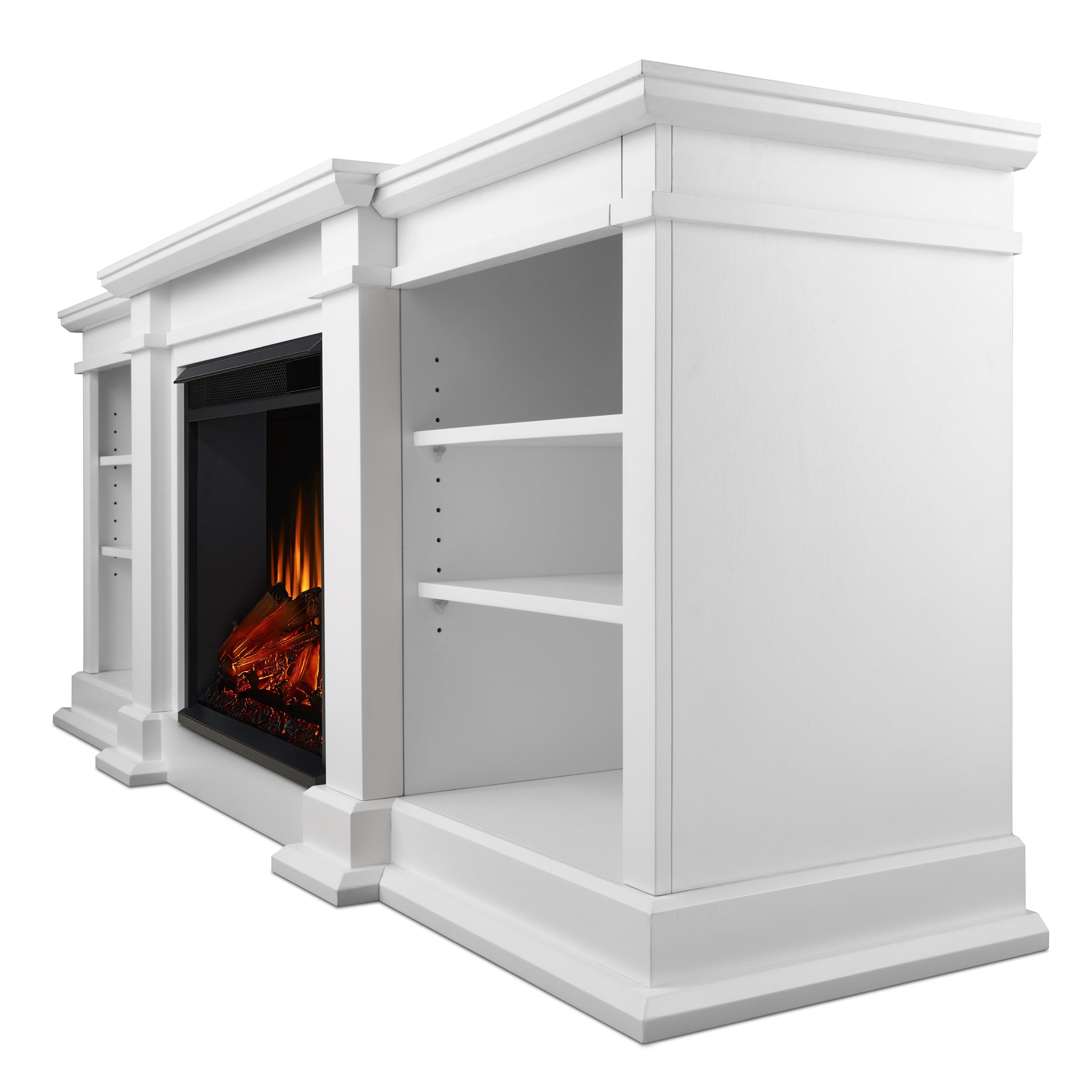 Real Flame Fresno 72'' Tv Stand With Electric Fireplace In White, Entertainment Center With Electric Fireplace, Living Room Tv S