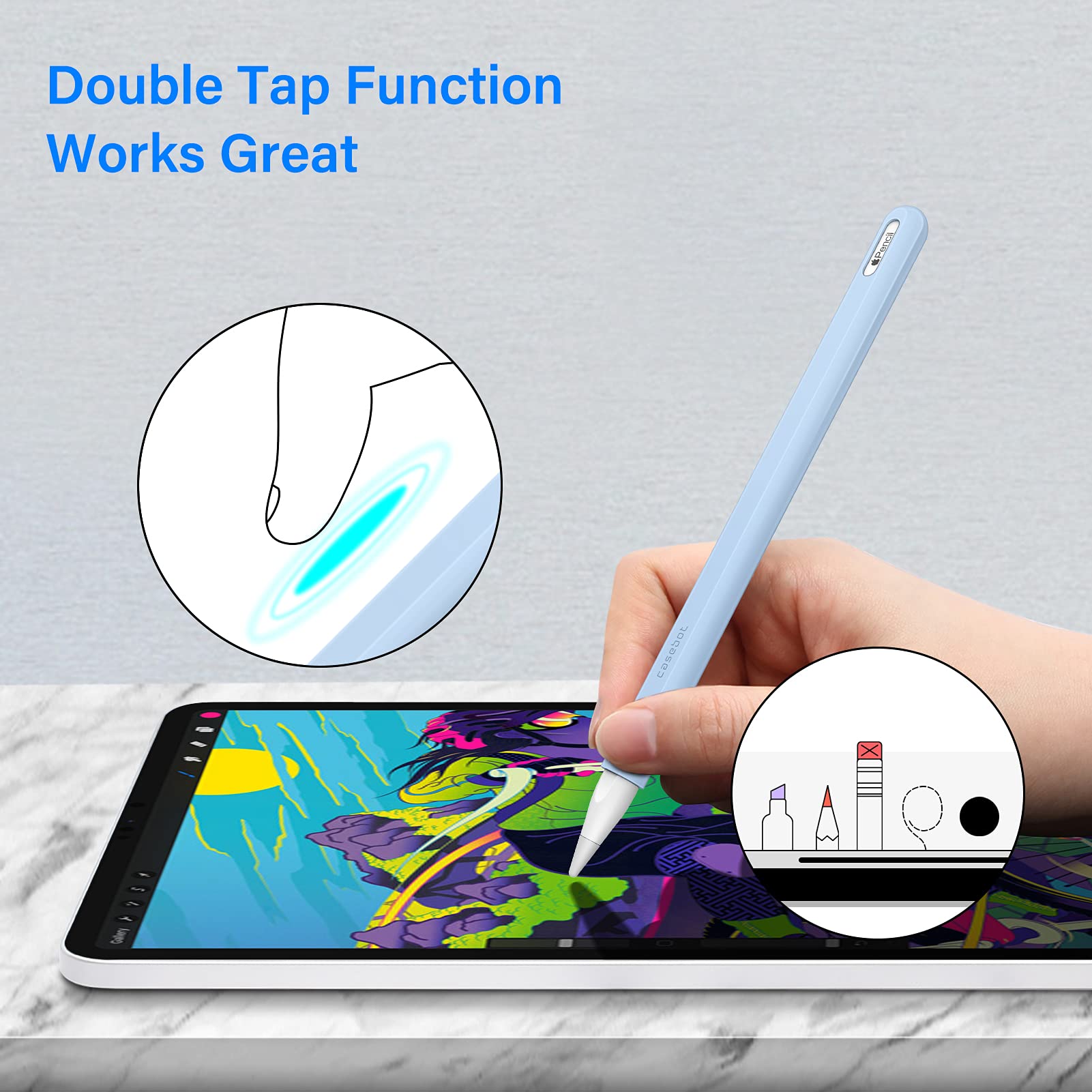 Fintie Silicone Sleeve For Apple Pencil Pro & Apple Pencil 2Nd Generation, Light Pen Skin Case Cover Soft Protective Pencil Grip