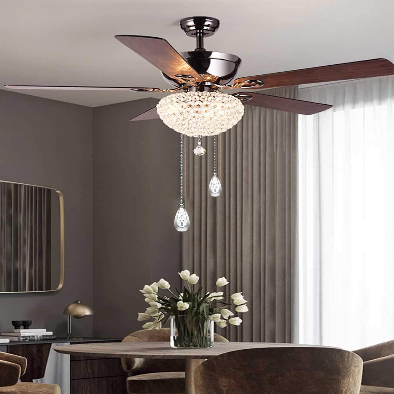 Vinaco 4 Pieces 12 Inch Ceiling Fan Chain Ornament Ceiling Fan Pull Chain Extender Fan Pull Chain With Ball Fan Chain Connector