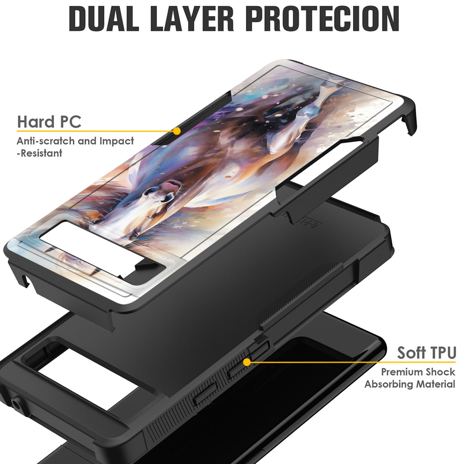 Cicplkse For Pixel 8 Case,Dual Layer Heavy Duty Hybrid Shockproof Hard Pc Soft Silicone Tpu Bumper Protective Cover Case For Goo