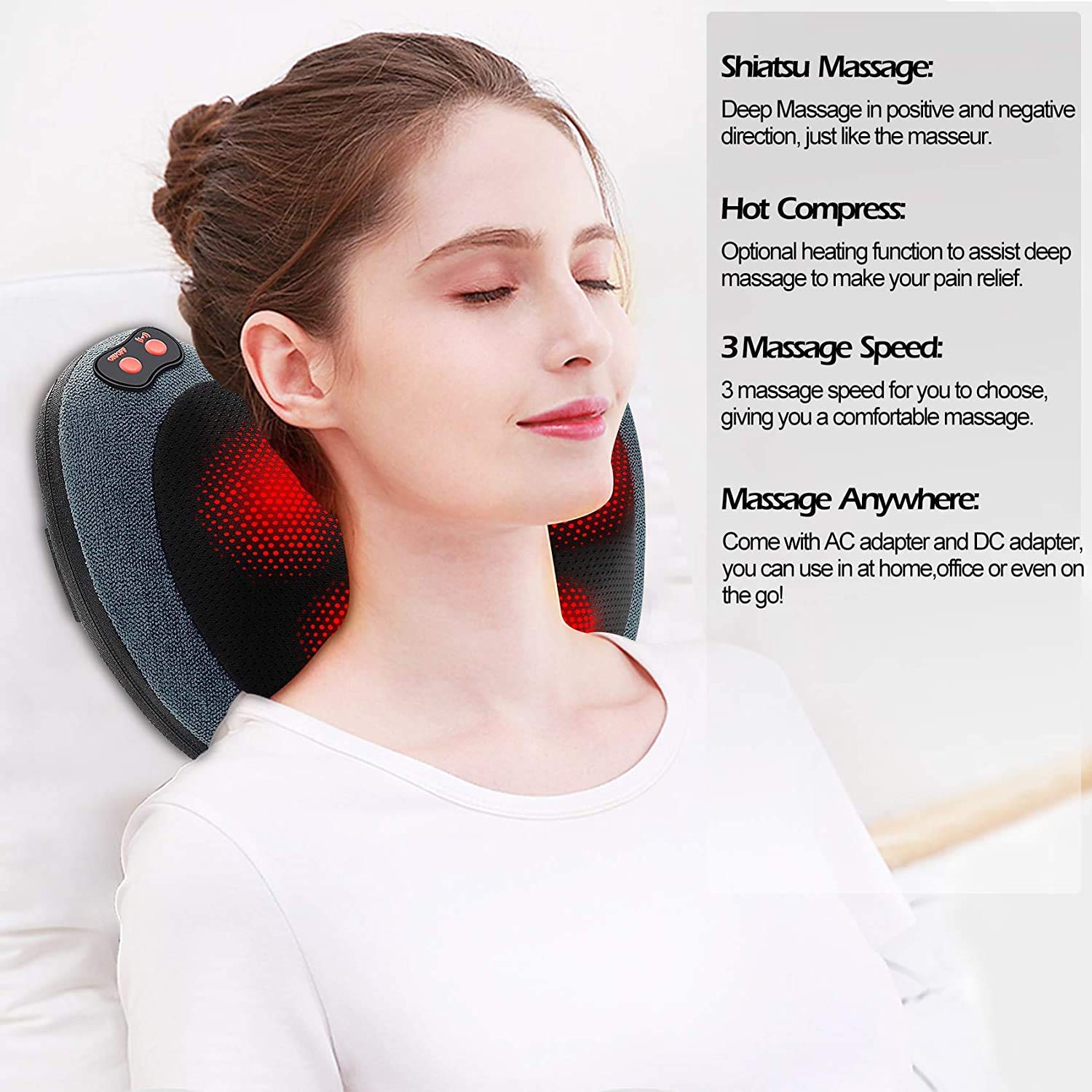 Papillon Neck Massager,Shiatsu Electric Back Massager With Heat,Neck Back Pain Relief Gifts For Mom/Dad/Women/Men,Deep Tissue Kn