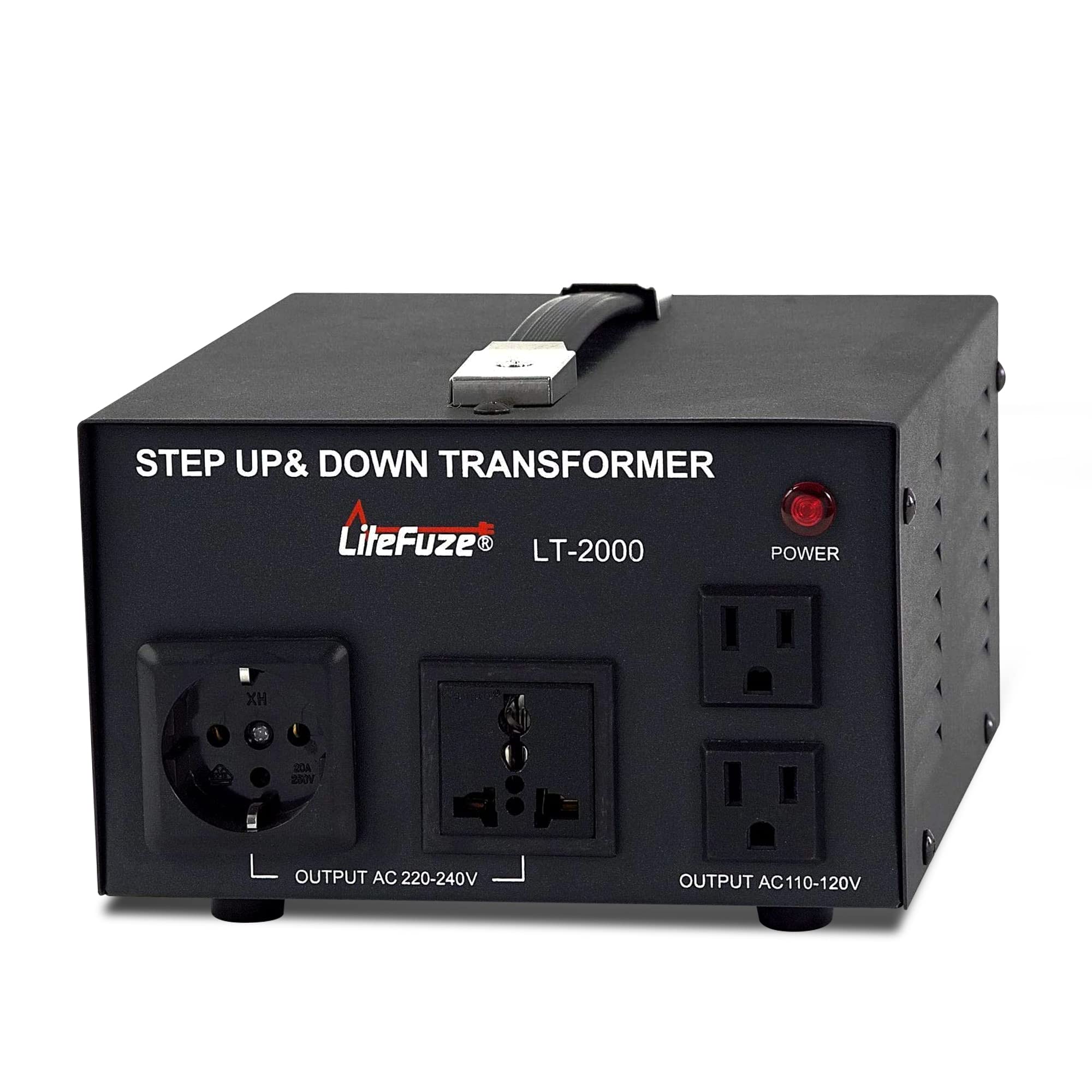 Litefuze Lt Series 2000 Watt Voltage Converter Transformer Step Up/Down   110V To 220V / 220V To 110V Power Converter   Fully Grounded Cord   Universal Socket, Ce Certified