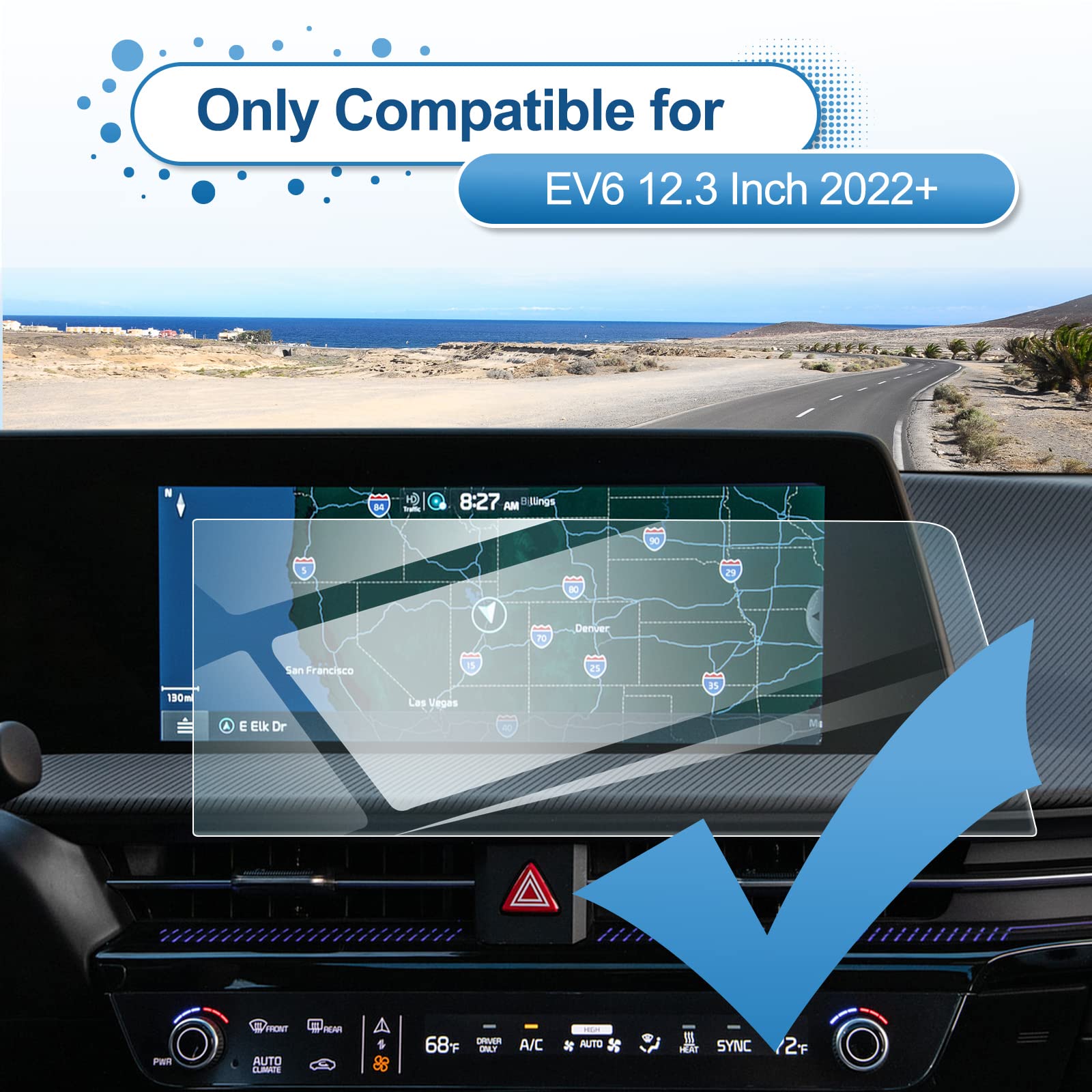 Coleya 2022 2023 2024 Ev6 Screen Protector For Kia Ev6 (Light/Wind/Gt Line/Gt/First Edition)12.3 Inch Touch Screen, 9H Tempered