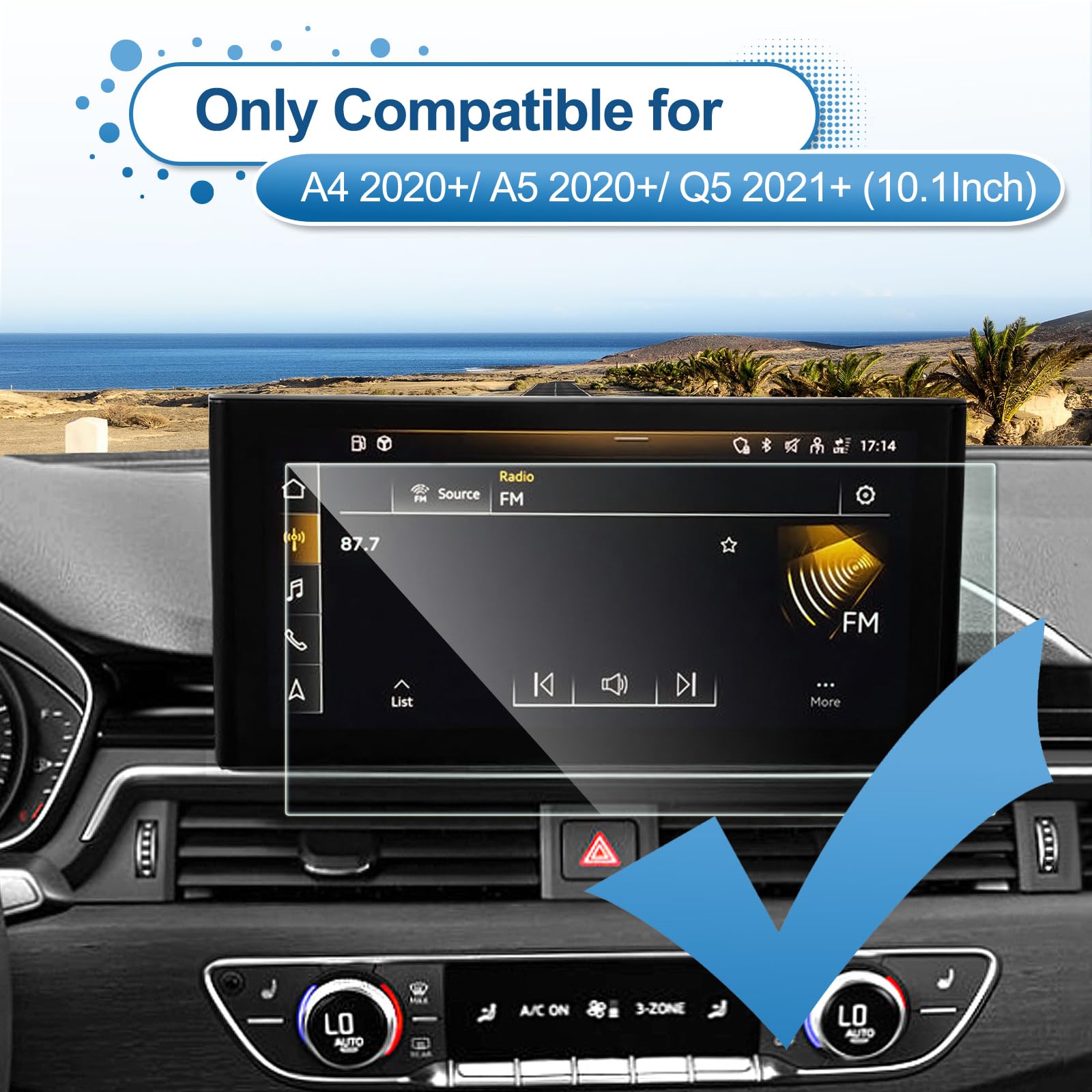 Coleya For 2020 2024 Audi A4 Screen Protector, For 2020 2023 2024 Audi A5/ 2021 2024 Audi Q5 Screen Protector, 10.1 Inch Tempere