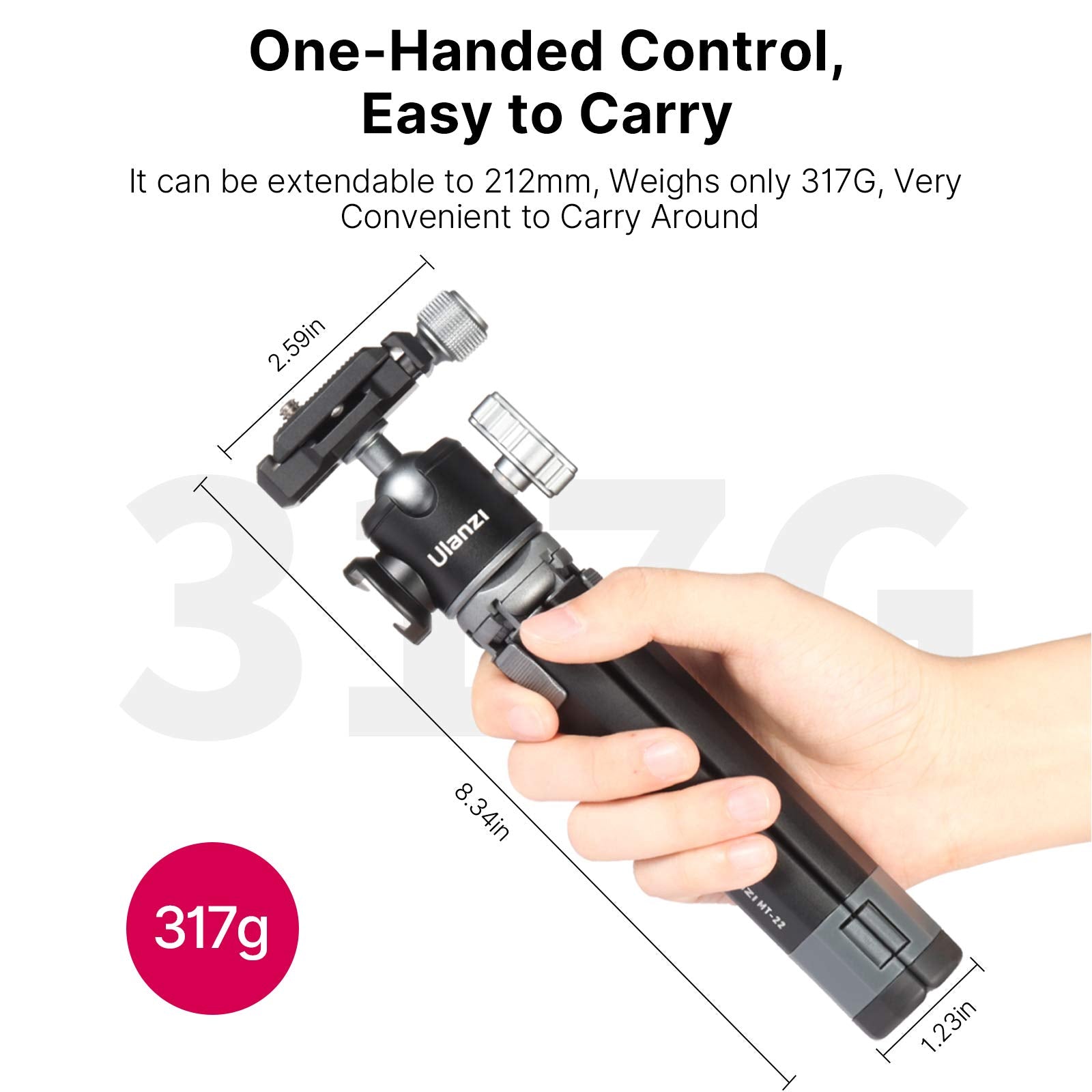 Portable Desktop Mini Tripod Pictron Mt 24 Compact Camera Tripod Aluminum Alloy With 360� Ball Head,1/4 Inches Quick Release Plate For Dslr Camera Video Camcorder, Load Up To 11Lbs/5Kg