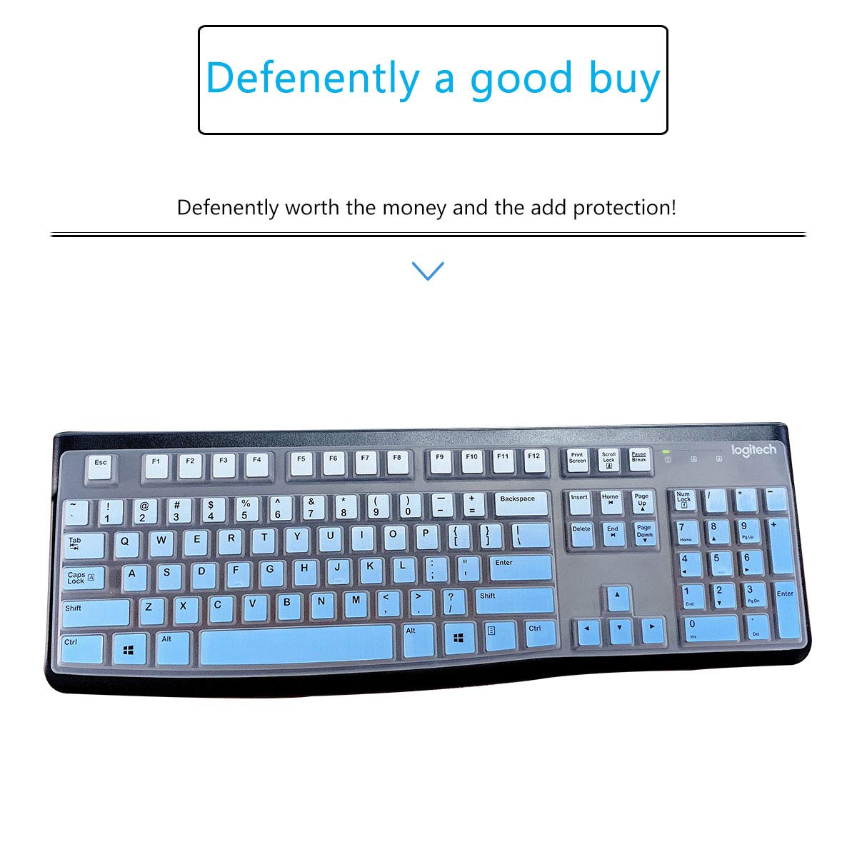 Mubuy Keyboard Cover Skin Protector For Logitech Mk120 K120 Wired Keyboard, Keyboard Protective Skin Us Layout (Not Fit Other Mo